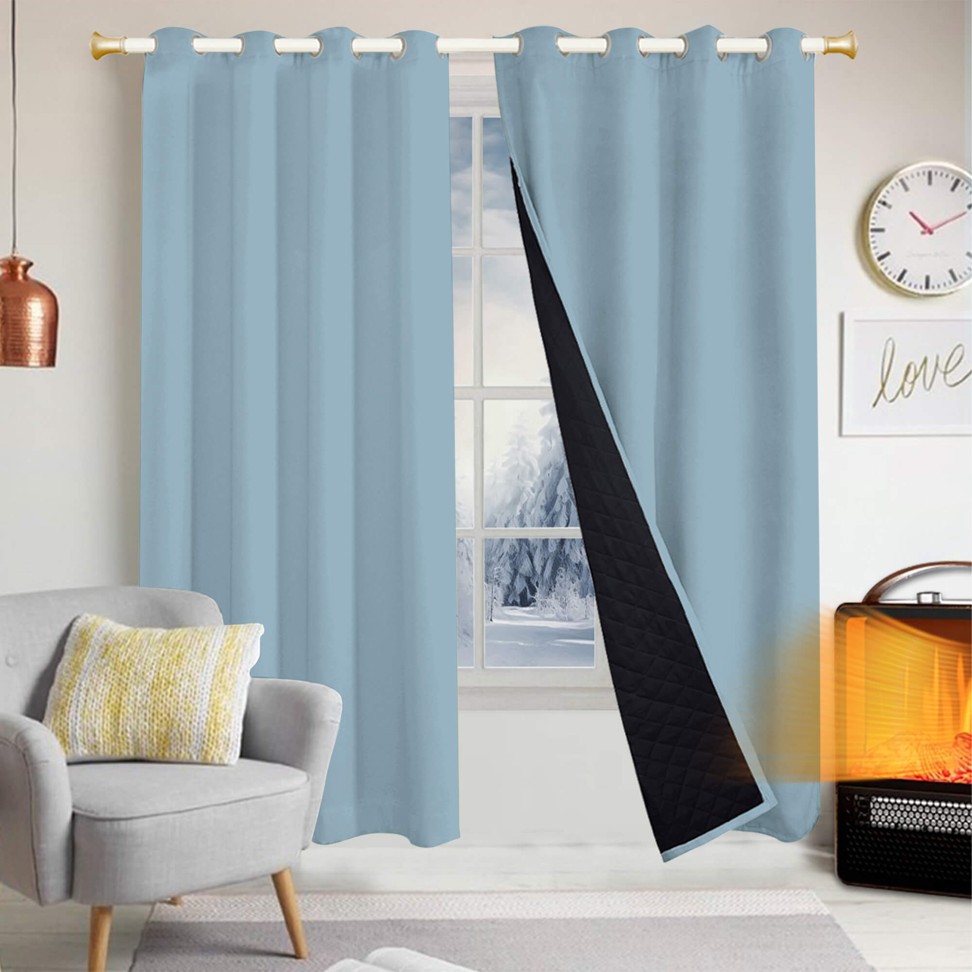 Insulated Outdoor Curtains for Winter - Saphhire Blue