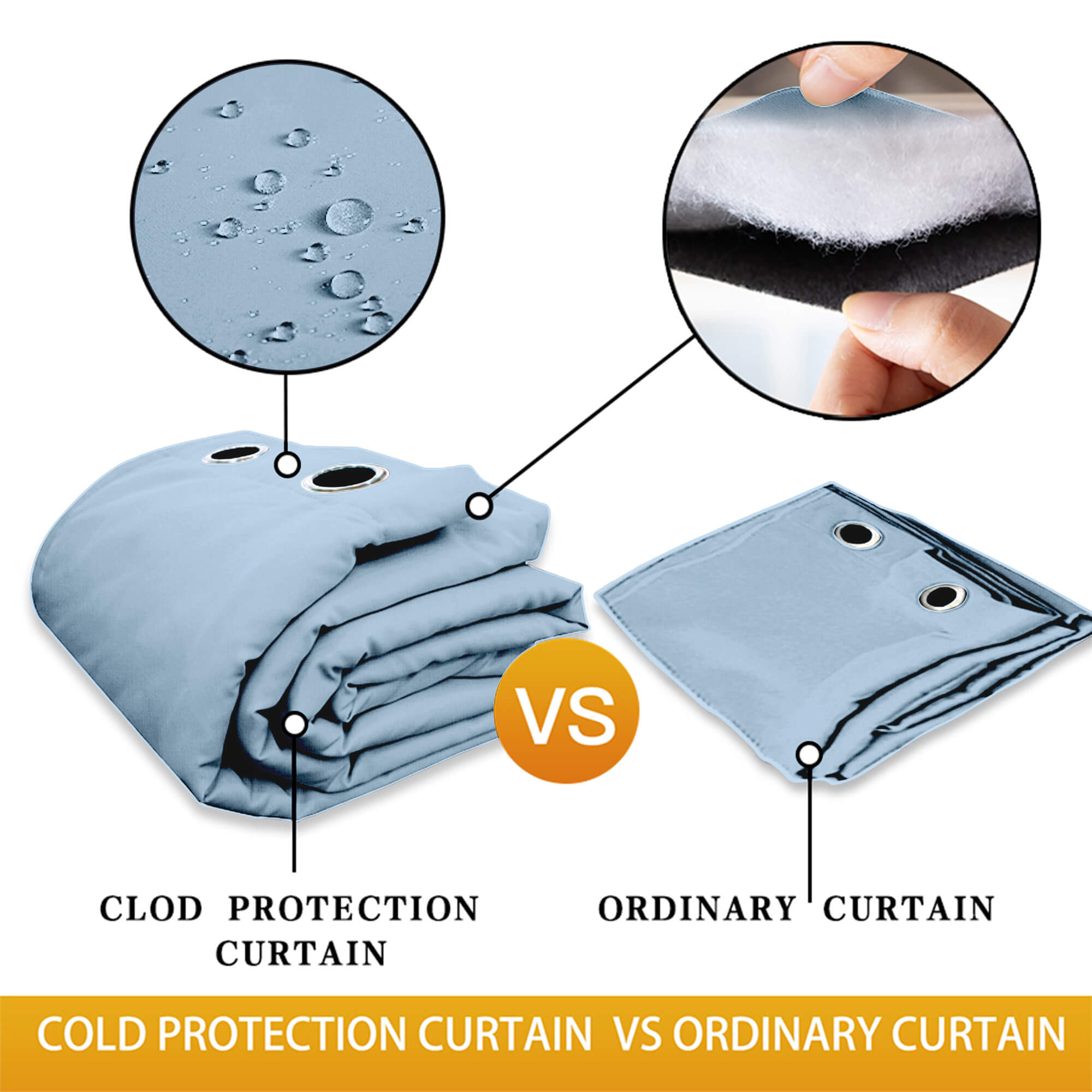 Insulated Outdoor Curtains for Winter - Saphhire Blue