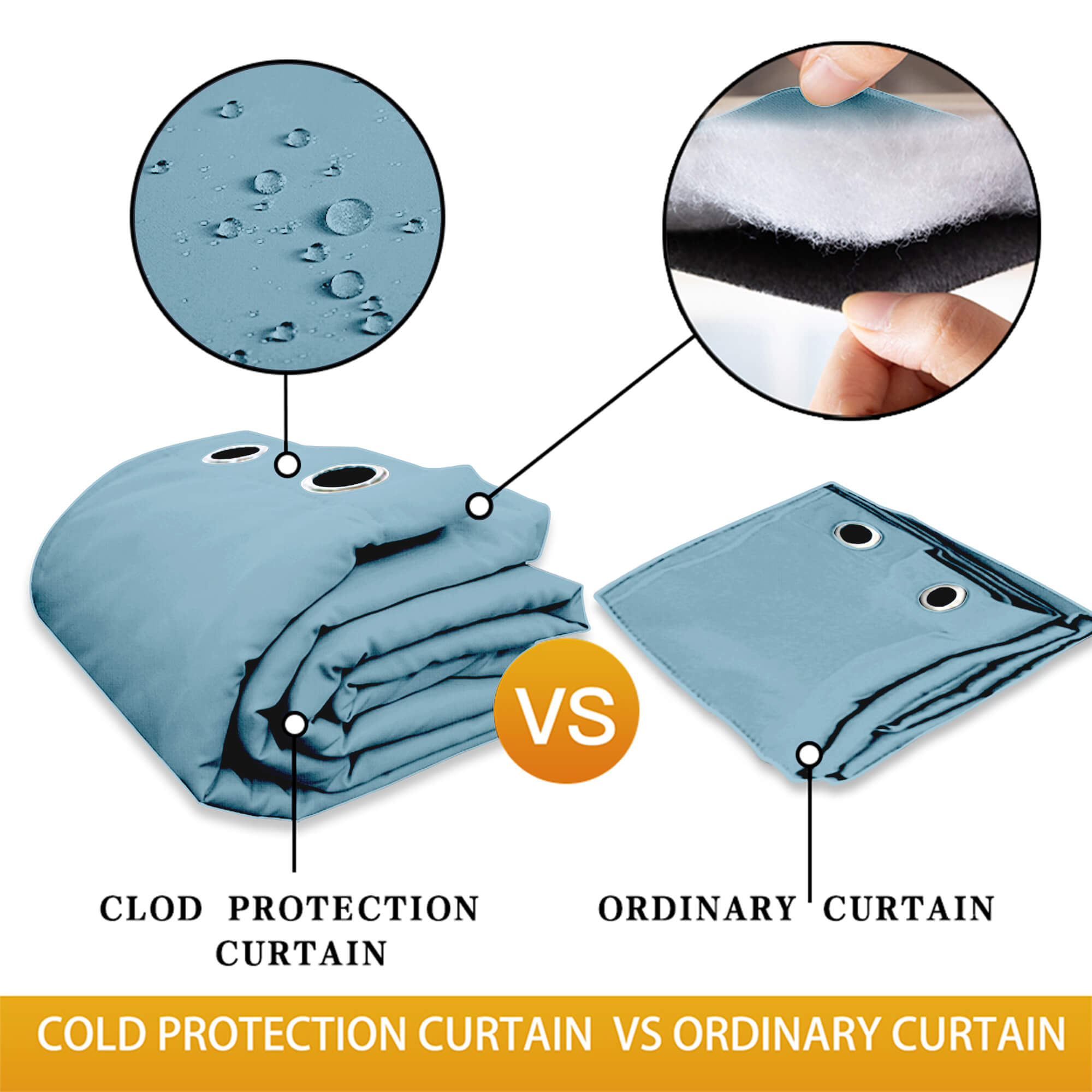 Insulated Outdoor Curtains for Winter - Sky Blue