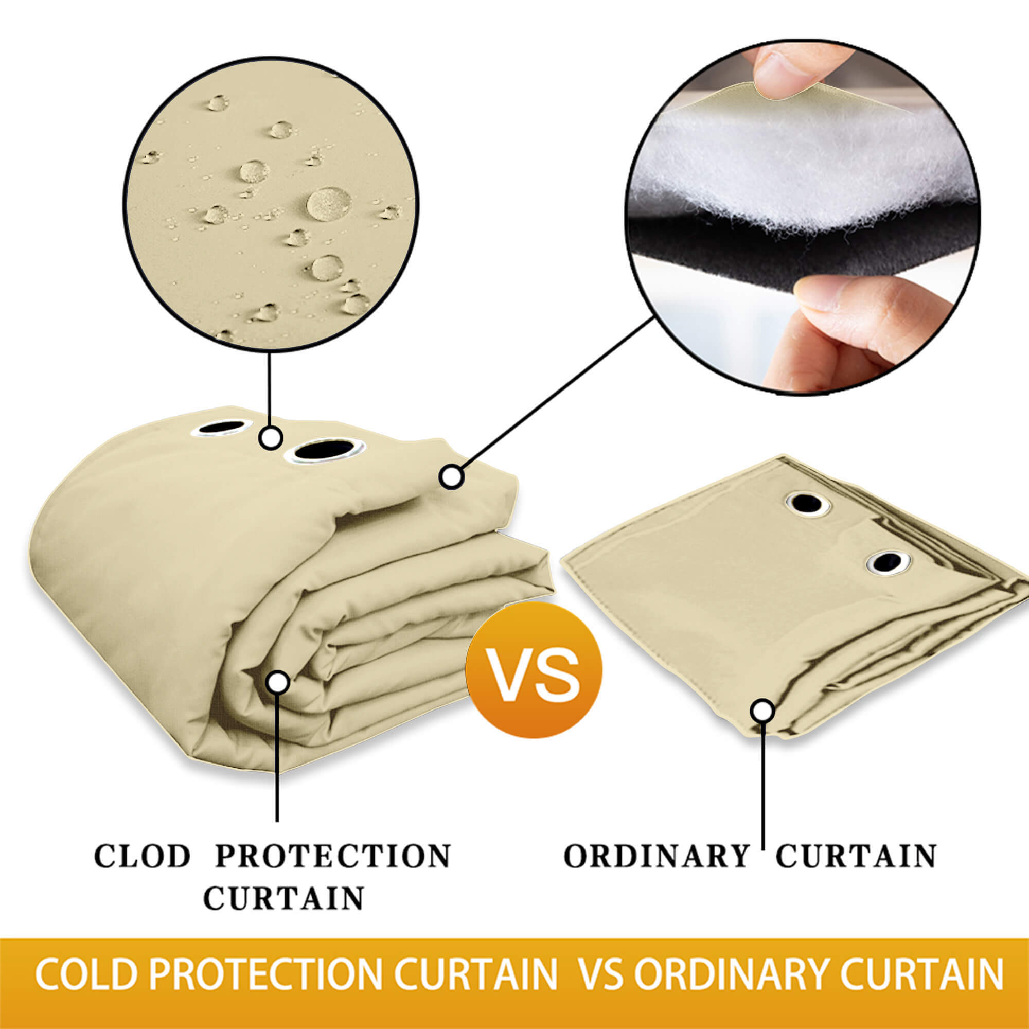 Insulated Outdoor Curtains for Winter - Light Khaki