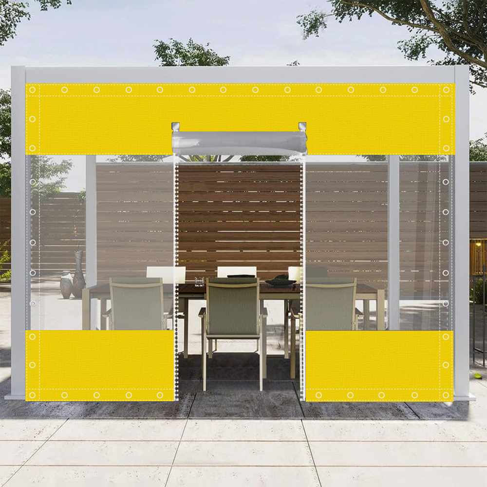 SNOWCITY Clear Vinyl Outdoor Curtains with Zippered Entry for Patio Cover and Garage Door Insulation, 1 Panel