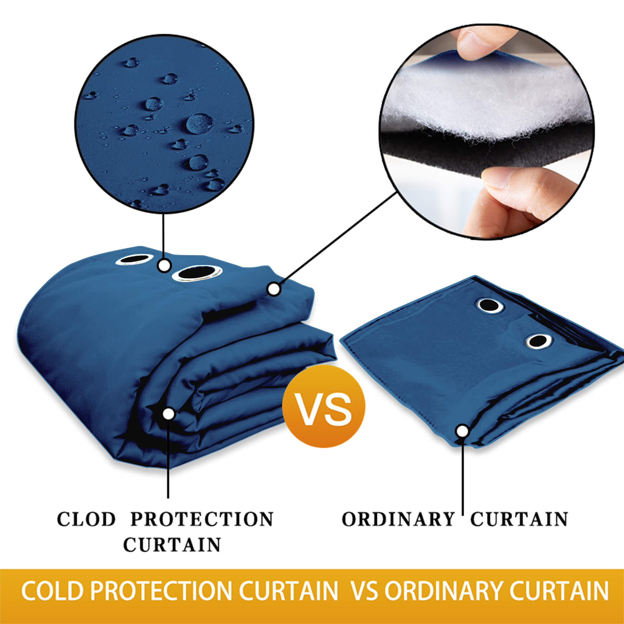 Insulated Outdoor Curtains for Winter - Deep Sea Blue