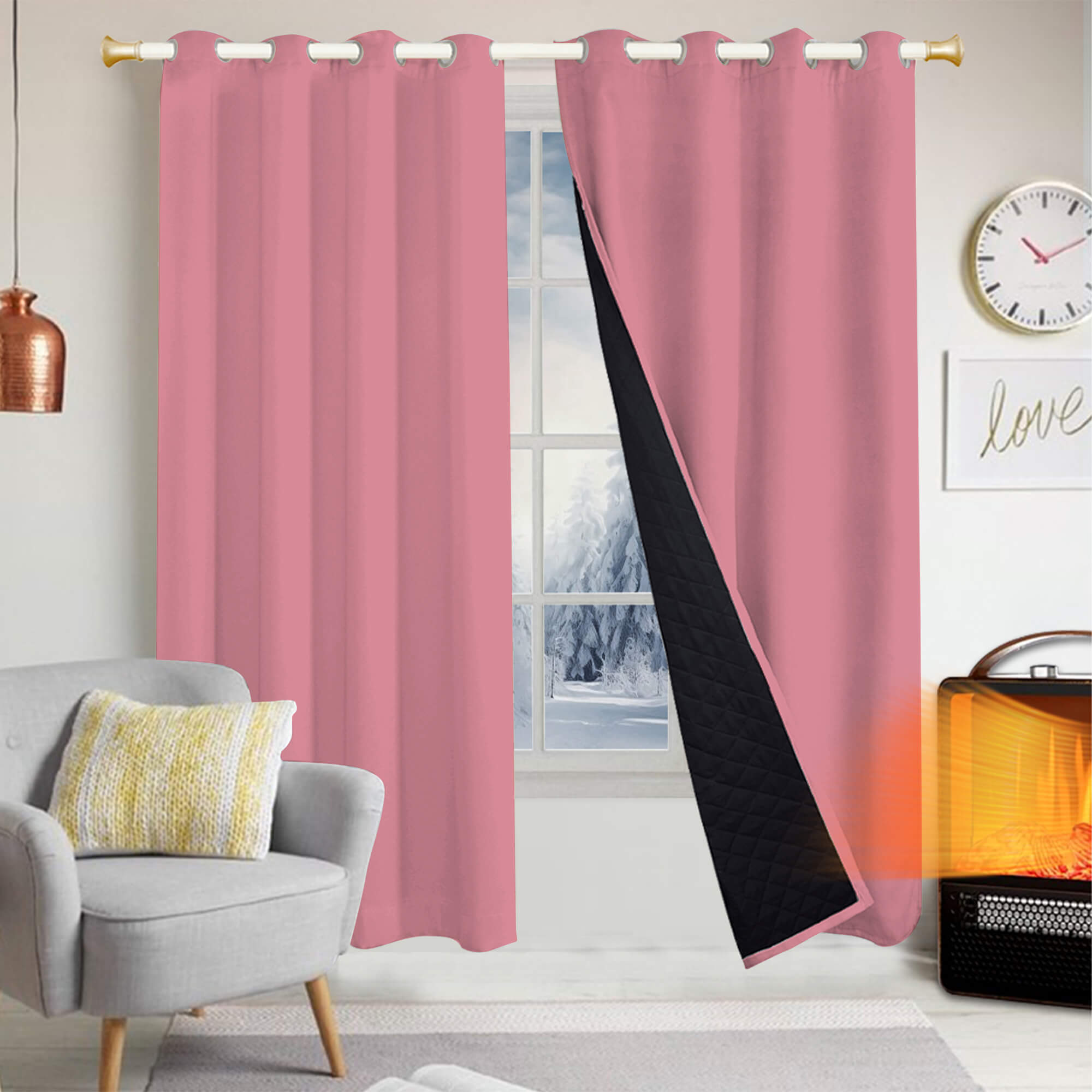 Insulated Outdoor Curtains for Winter - Pink