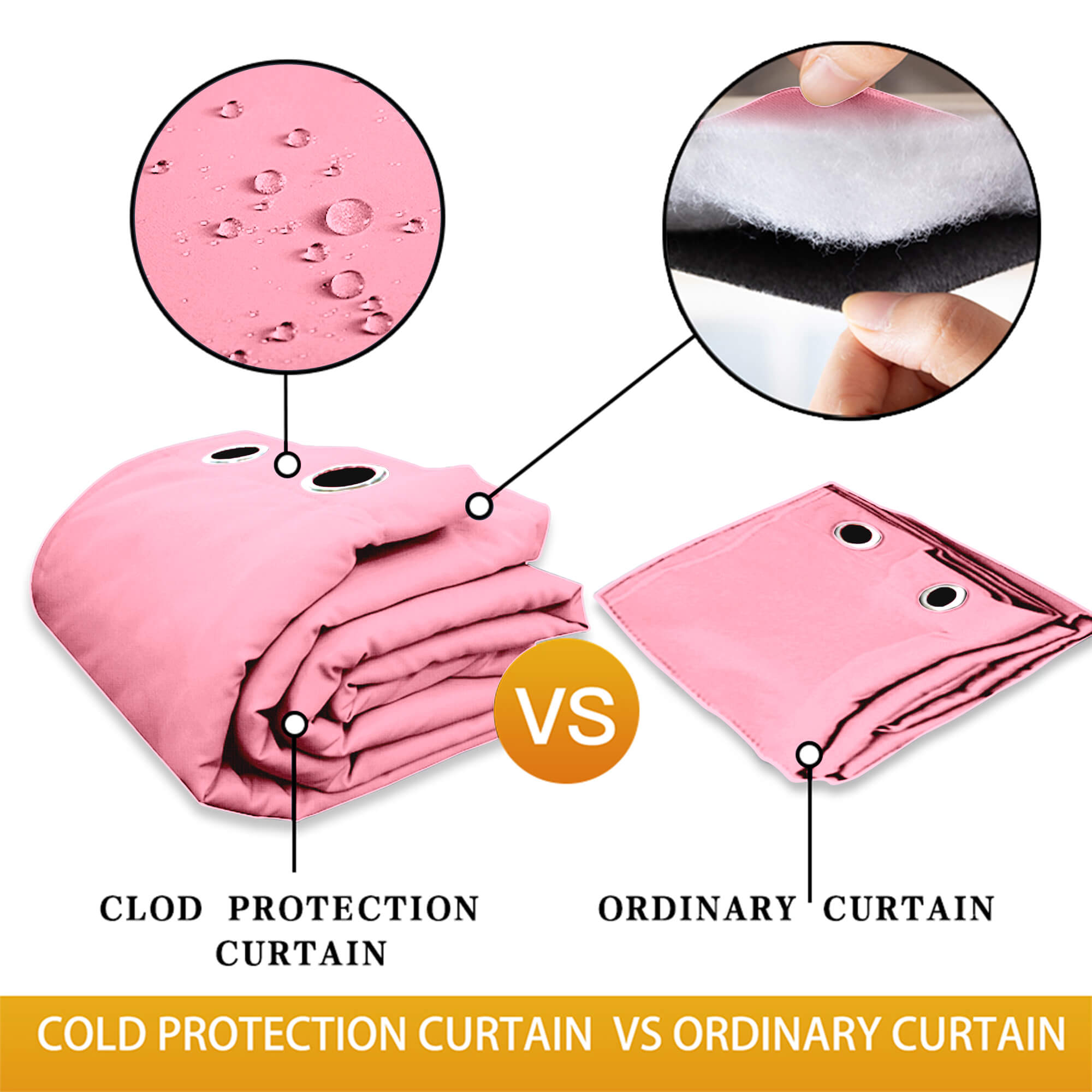 Insulated Outdoor Curtains for Winter - Pink