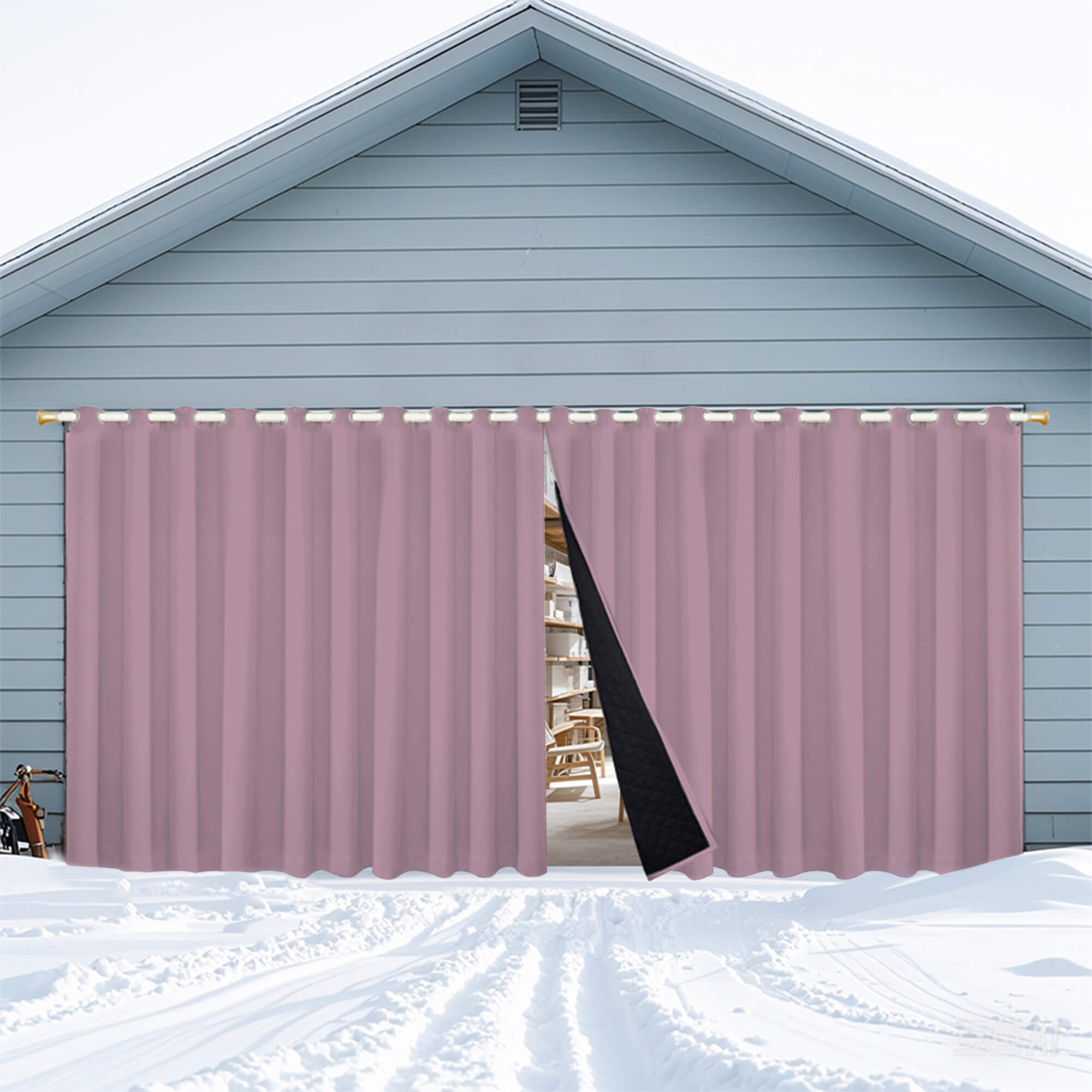 Insulated Outdoor Curtains for Winter - Dusty Rose