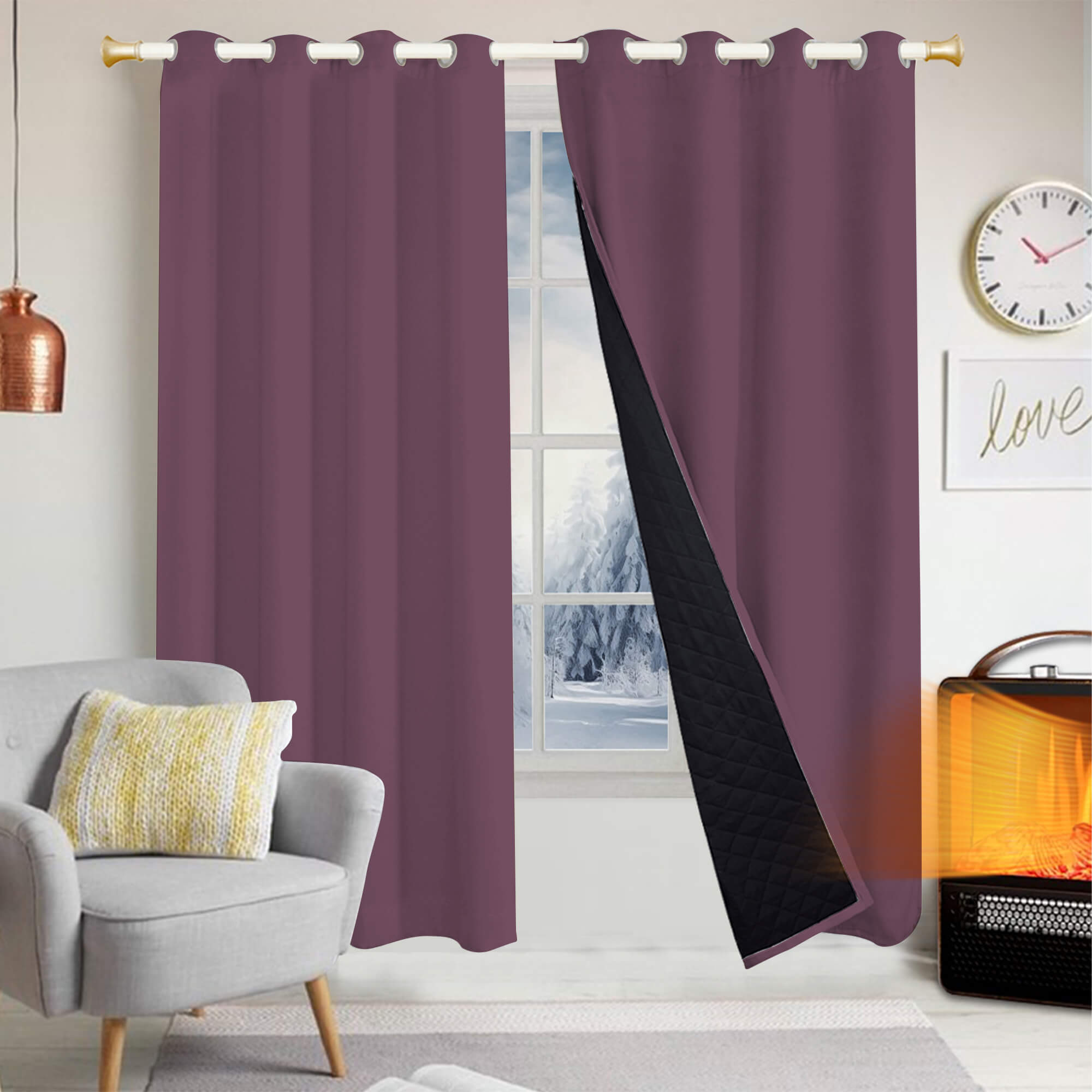 Insulated Outdoor Curtains for Winter - Plum Purple
