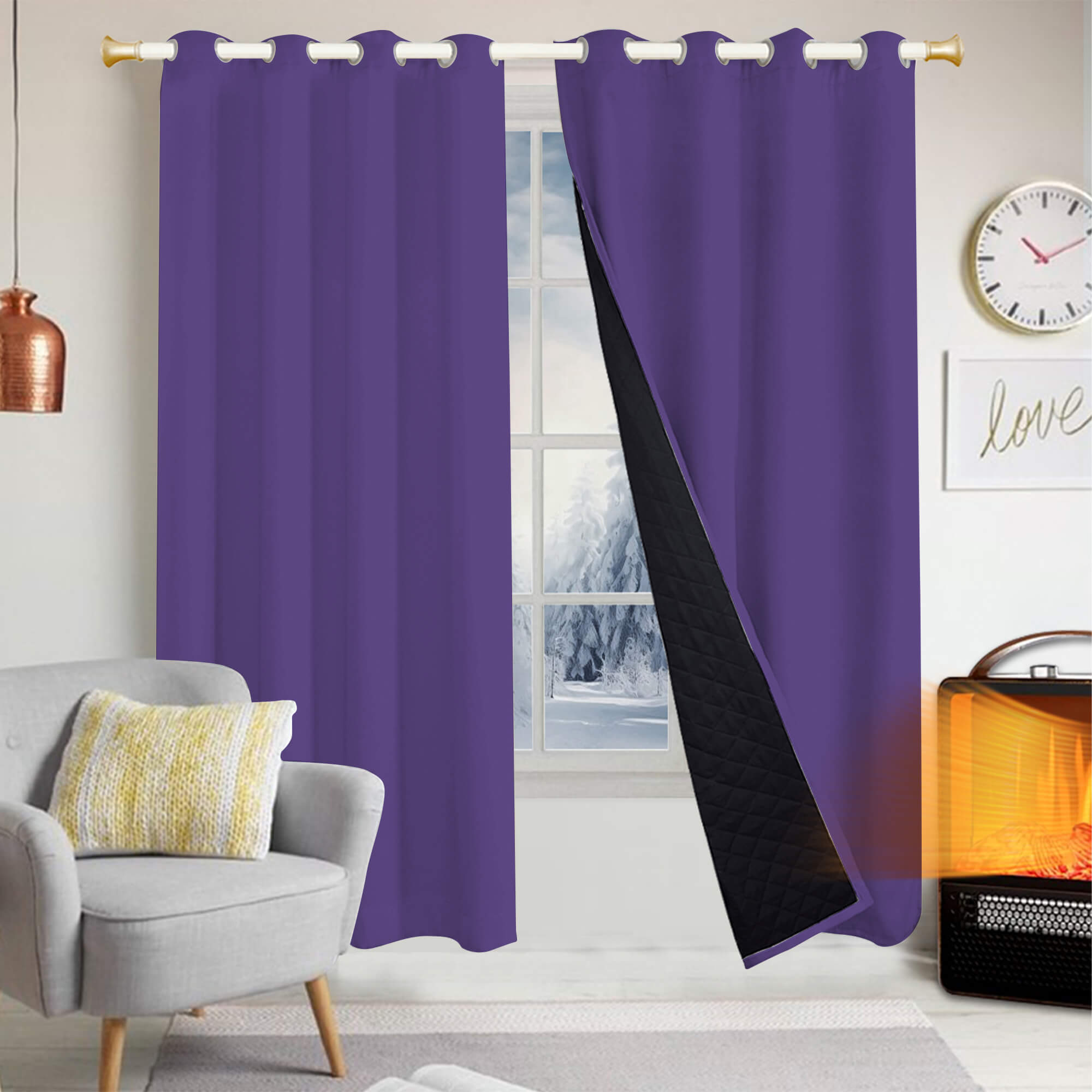 Insulated Outdoor Curtains for Winter - Purple