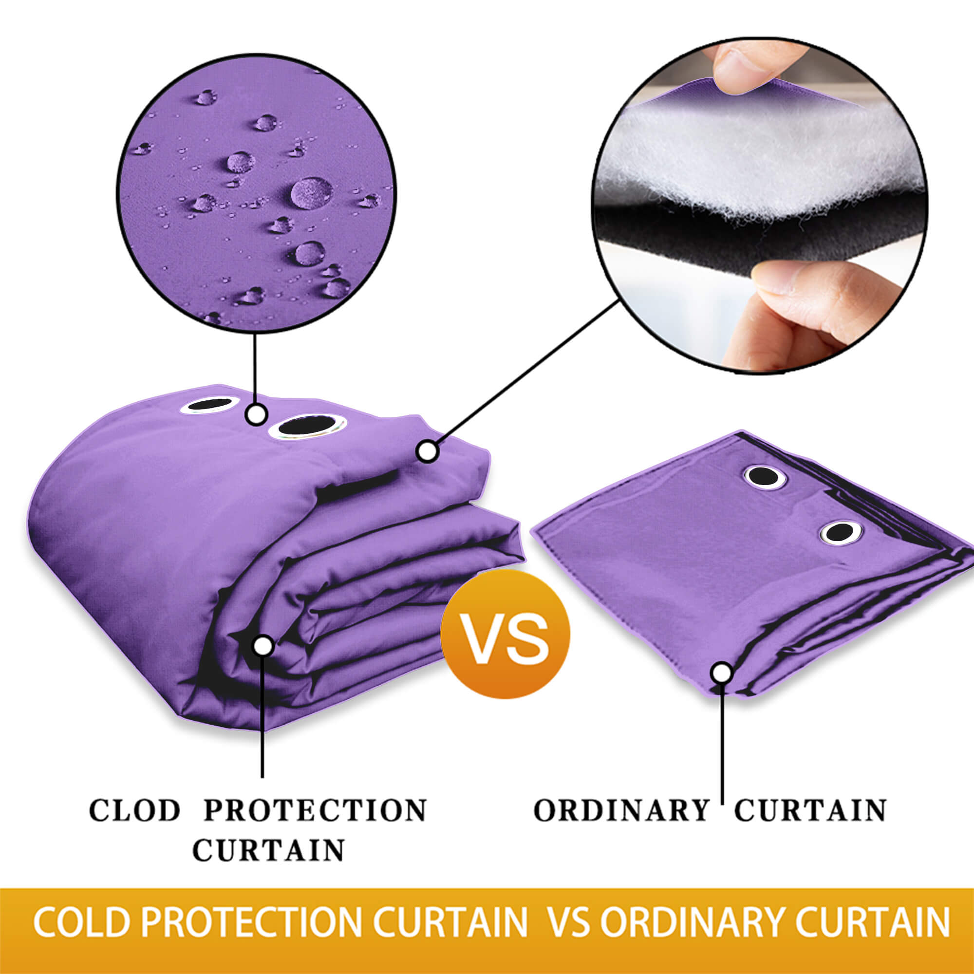 Insulated Outdoor Curtains for Winter - Purple