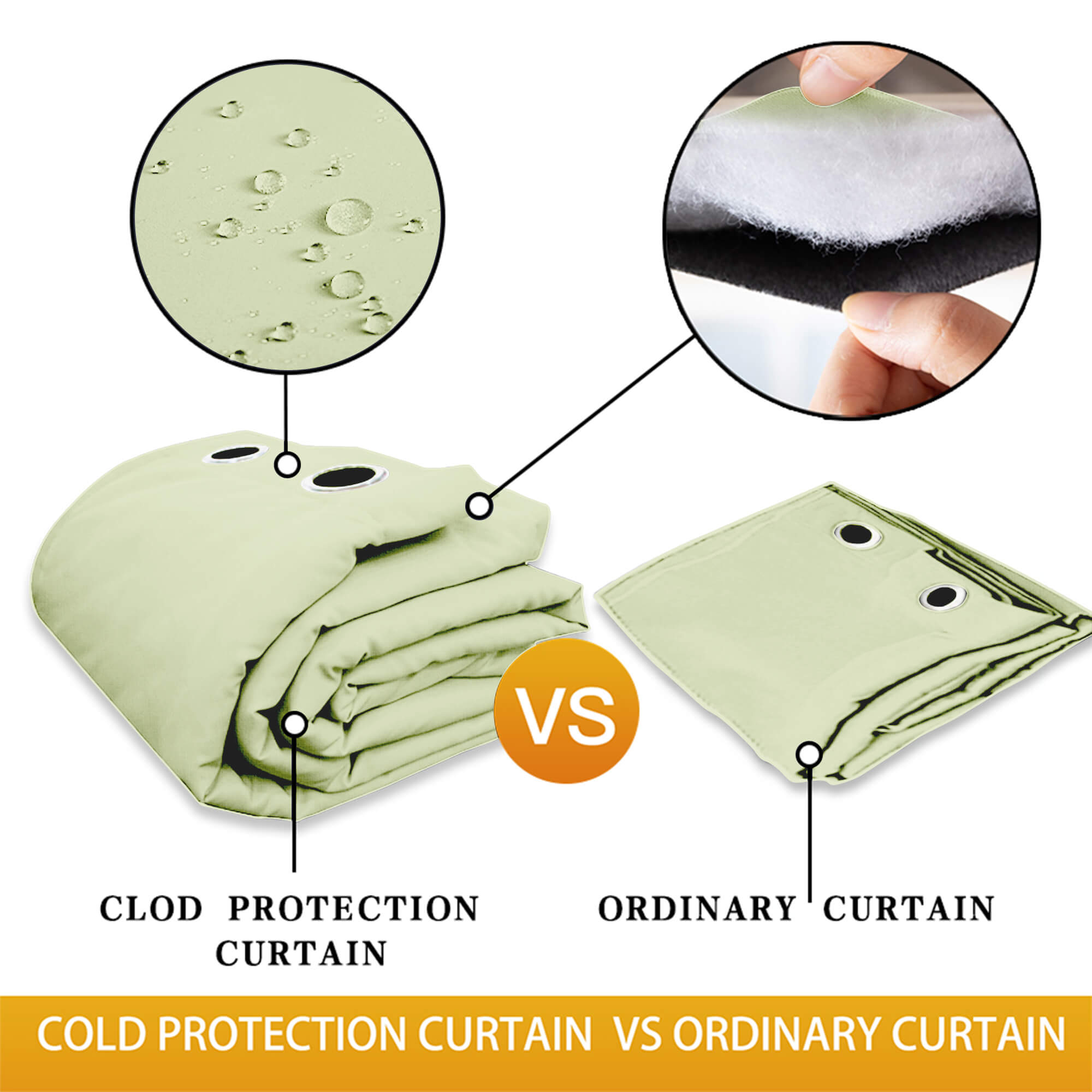 Insulated Outdoor Curtains for Winter - Light Green