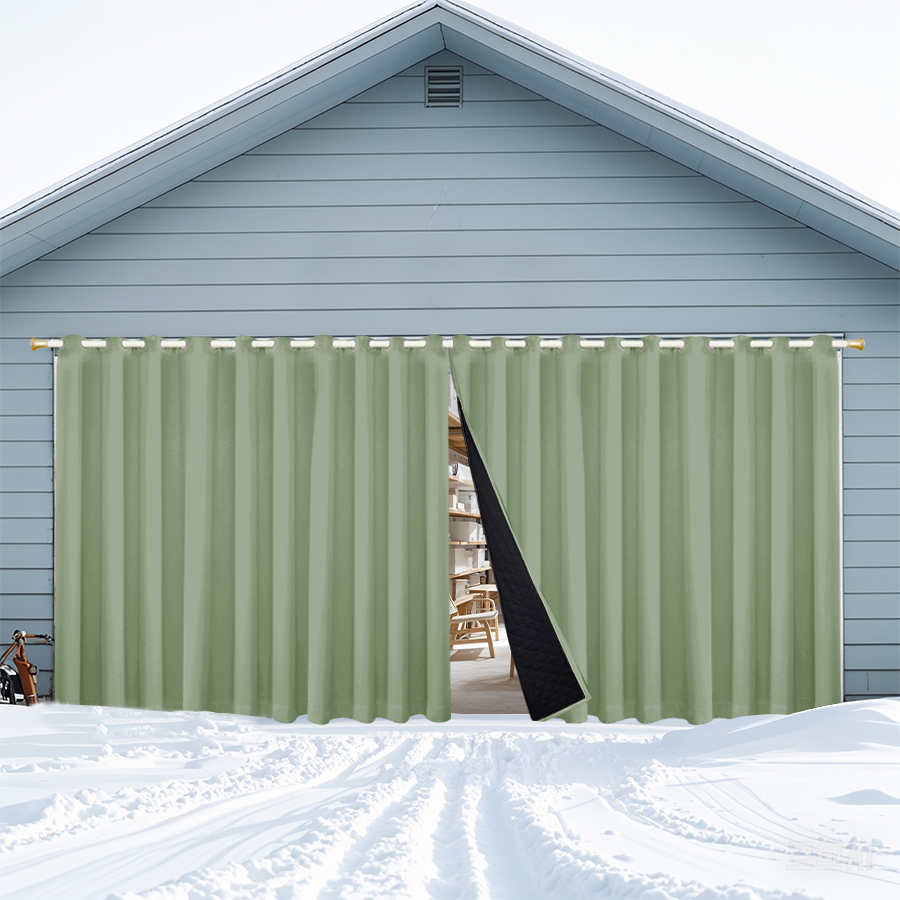 Insulated Outdoor Curtains for Winter - Light Green