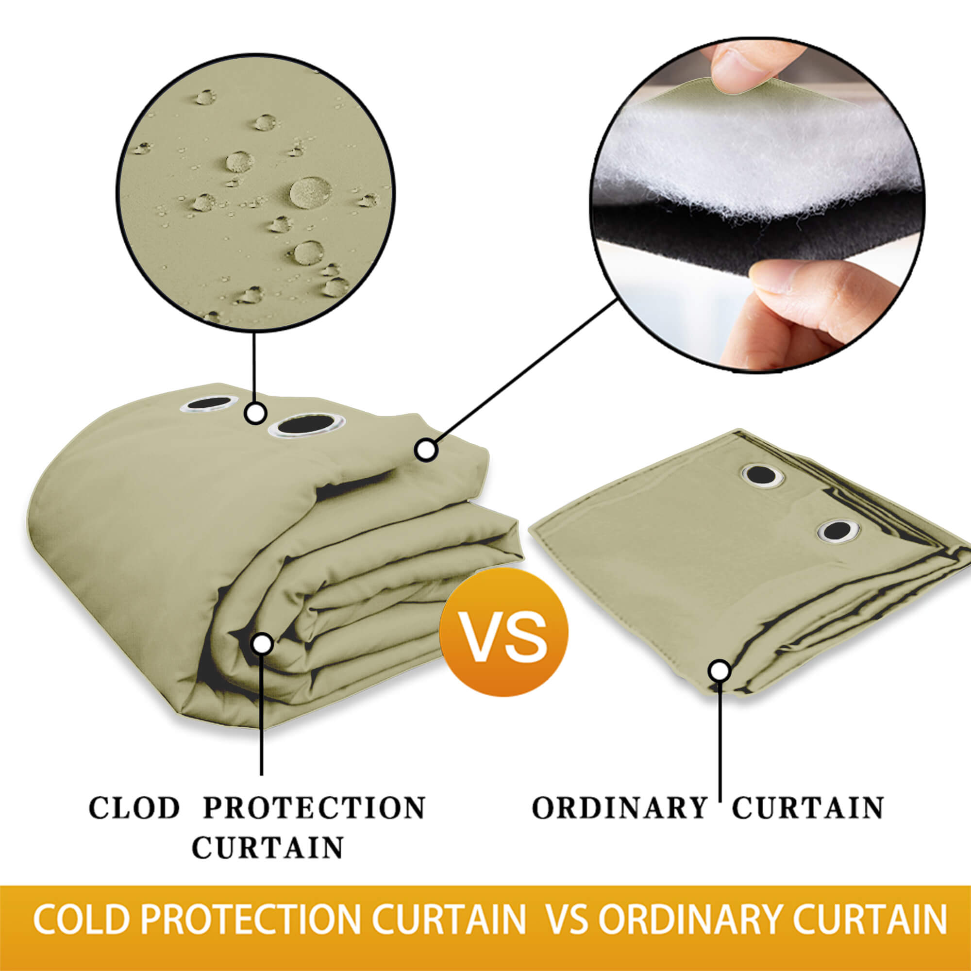 Insulated Outdoor Curtains for Winter - Olive Khaki