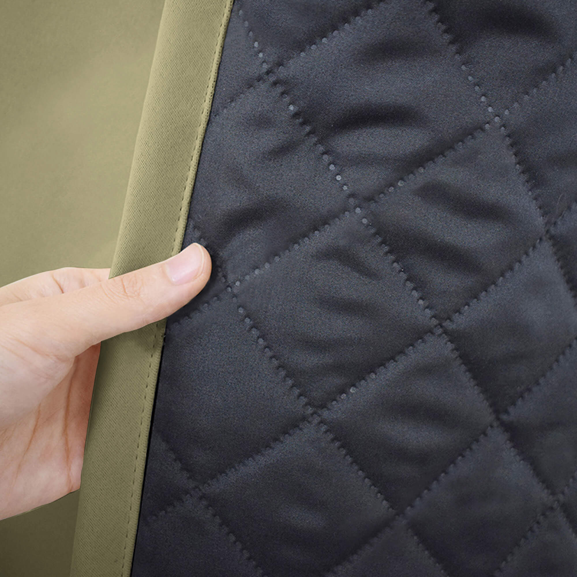 Insulated Outdoor Curtains for Winter - Olive Khaki