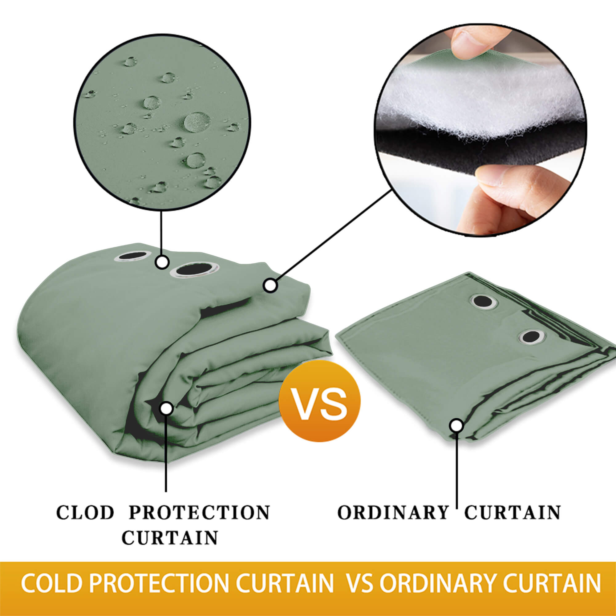 Insulated Outdoor Curtains for Winter - Sage Green