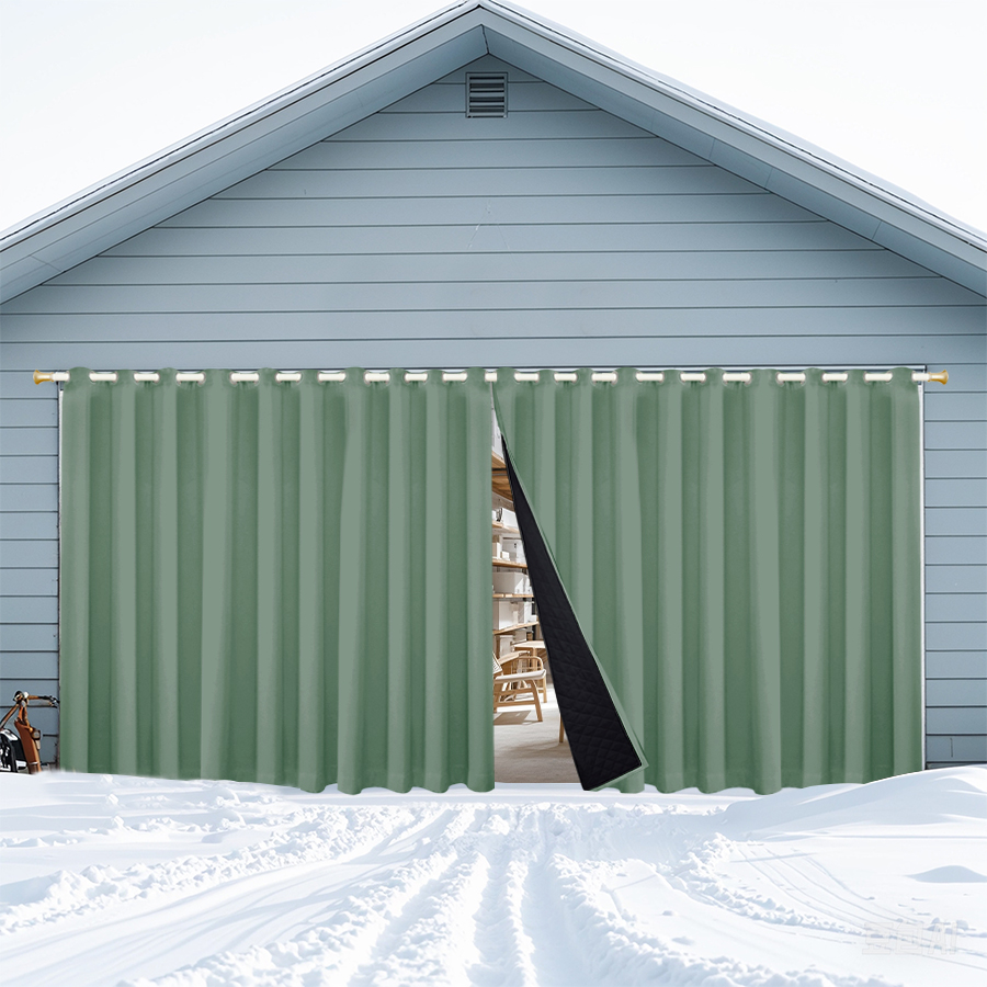 Insulated Outdoor Curtains for Winter - Sage Green