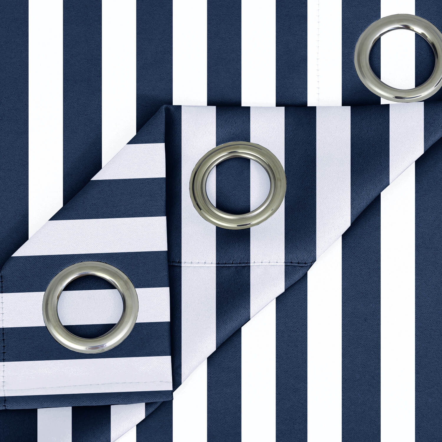 Navy Blue Stripe Curtains/Drapes 1 Panel | Waterproof Curtains Grommet Top & Bottom | Custom Outdoor Curtains