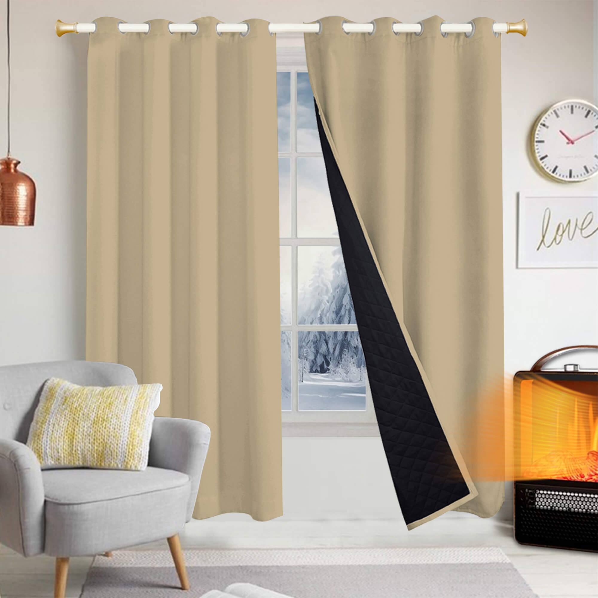 Insulated Outdoor Curtains for Winter - Oatmeal