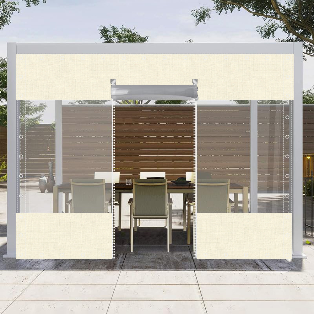 SNOWCITY Clear Vinyl Outdoor Curtains with Zippered Entry for Patio Cover and Garage Door Insulation, 1 Panel