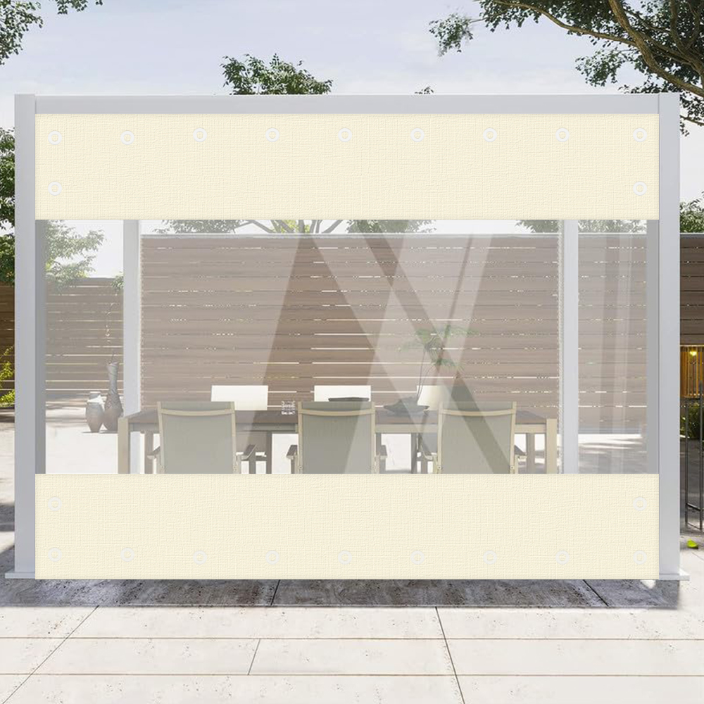 SNOWCITY Clear Vinyl Outdoor Curtains for Patio Cover and Garage Door Insulation, 1 Panel