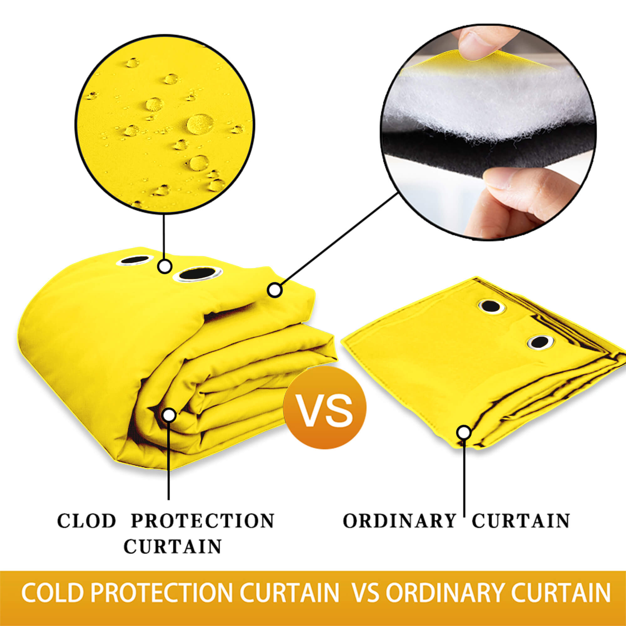 Insulated Outdoor Curtains for Winter - Yellow