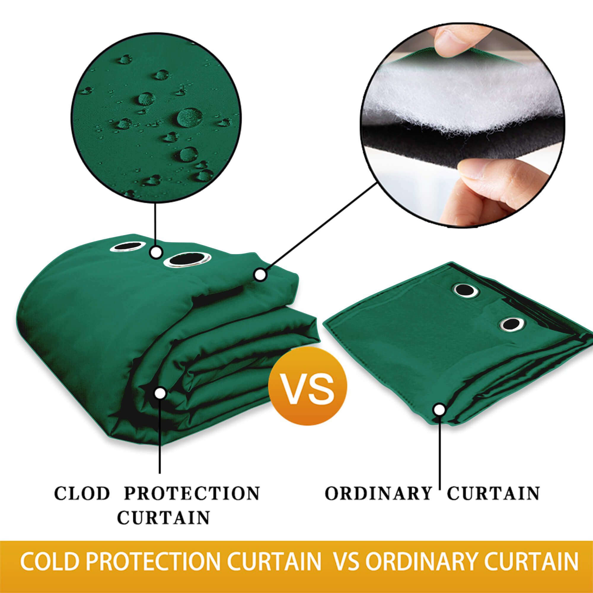 Insulated Outdoor Curtains for Winter - Dark Green