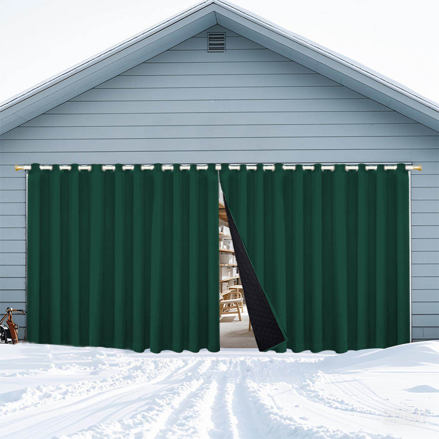 Insulated Outdoor Curtains for Winter - Dark Green
