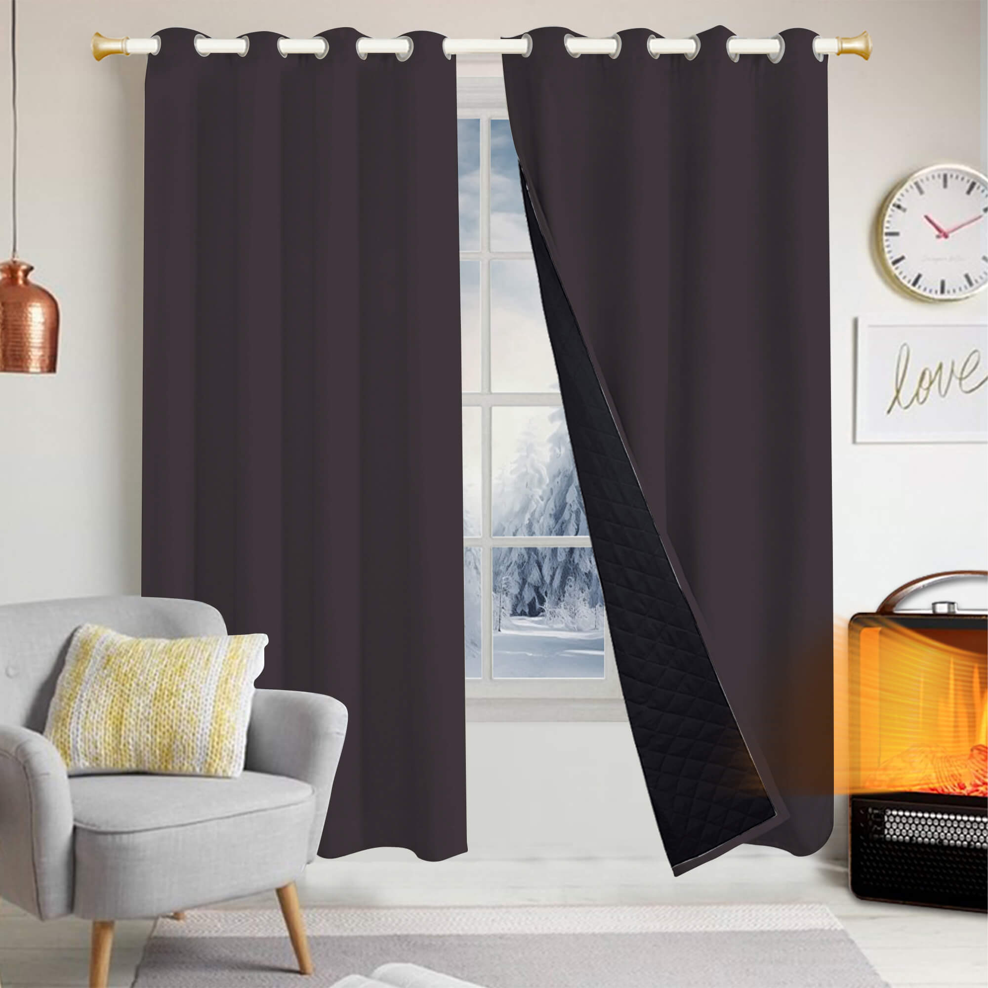 Insulated Outdoor Curtains for Winter - Dark Taupe