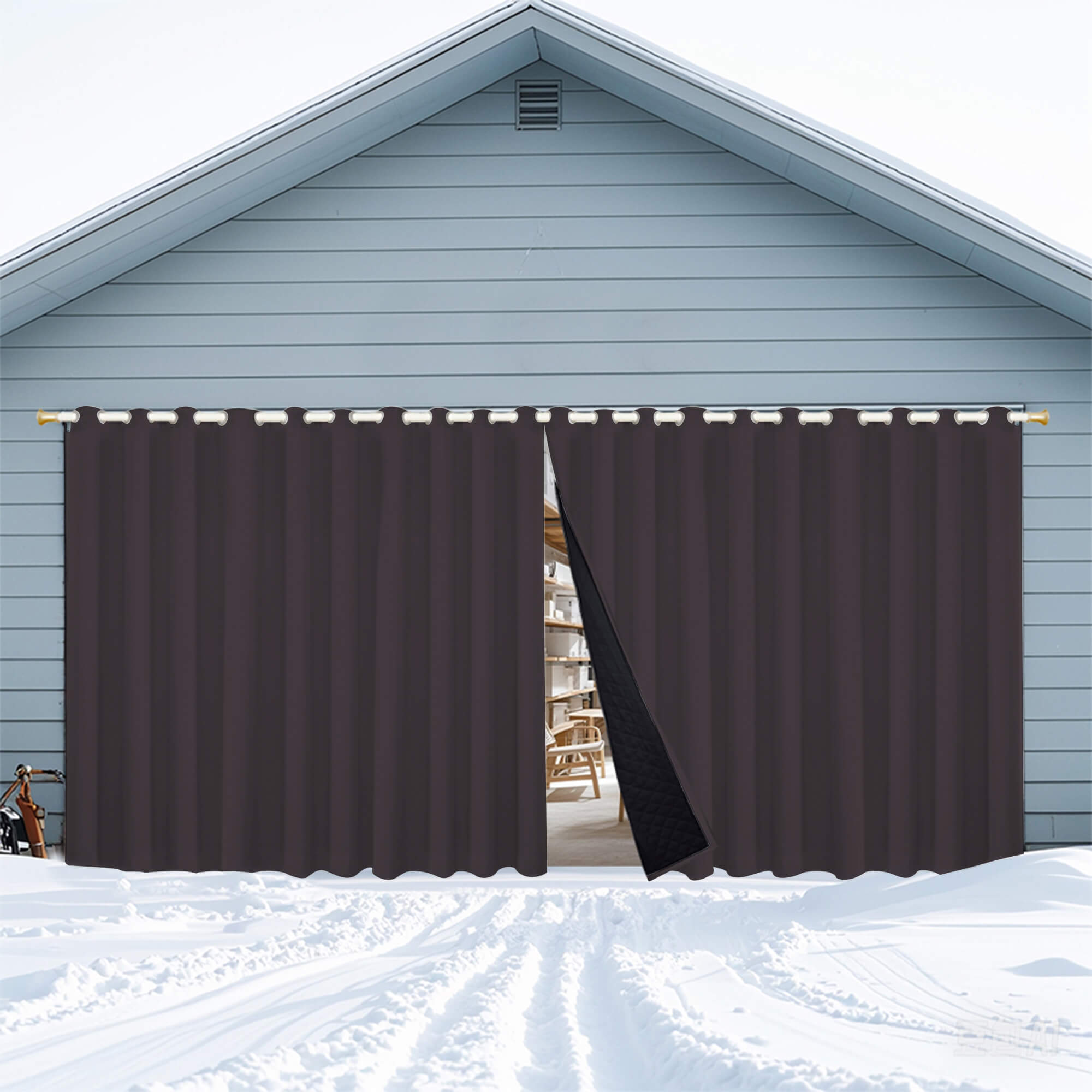 Insulated Outdoor Curtains for Winter - Dark Taupe