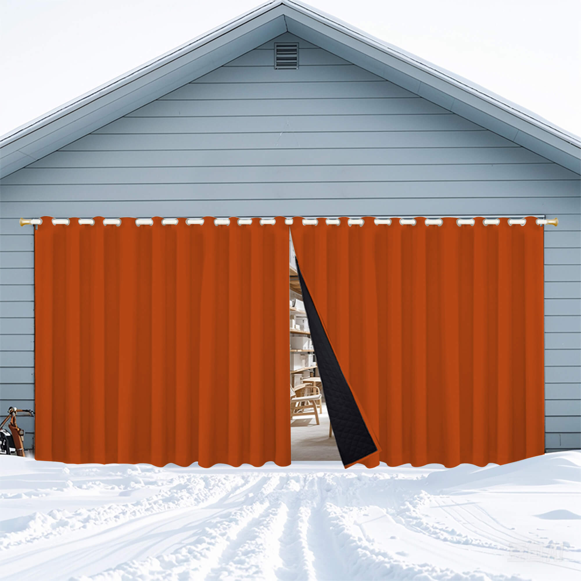 Insulated Outdoor Curtains for Winter - Orange