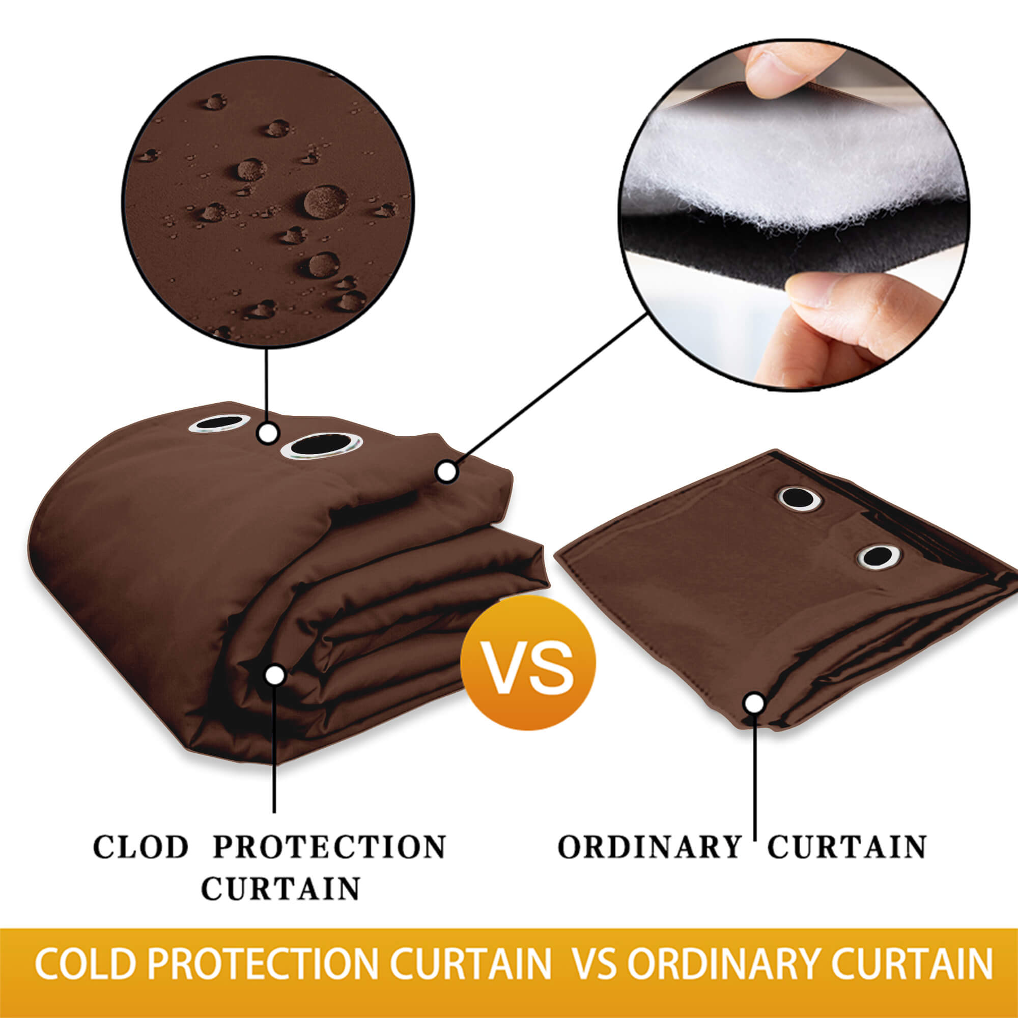 Insulated Outdoor Curtains for Winter - Dark Brown