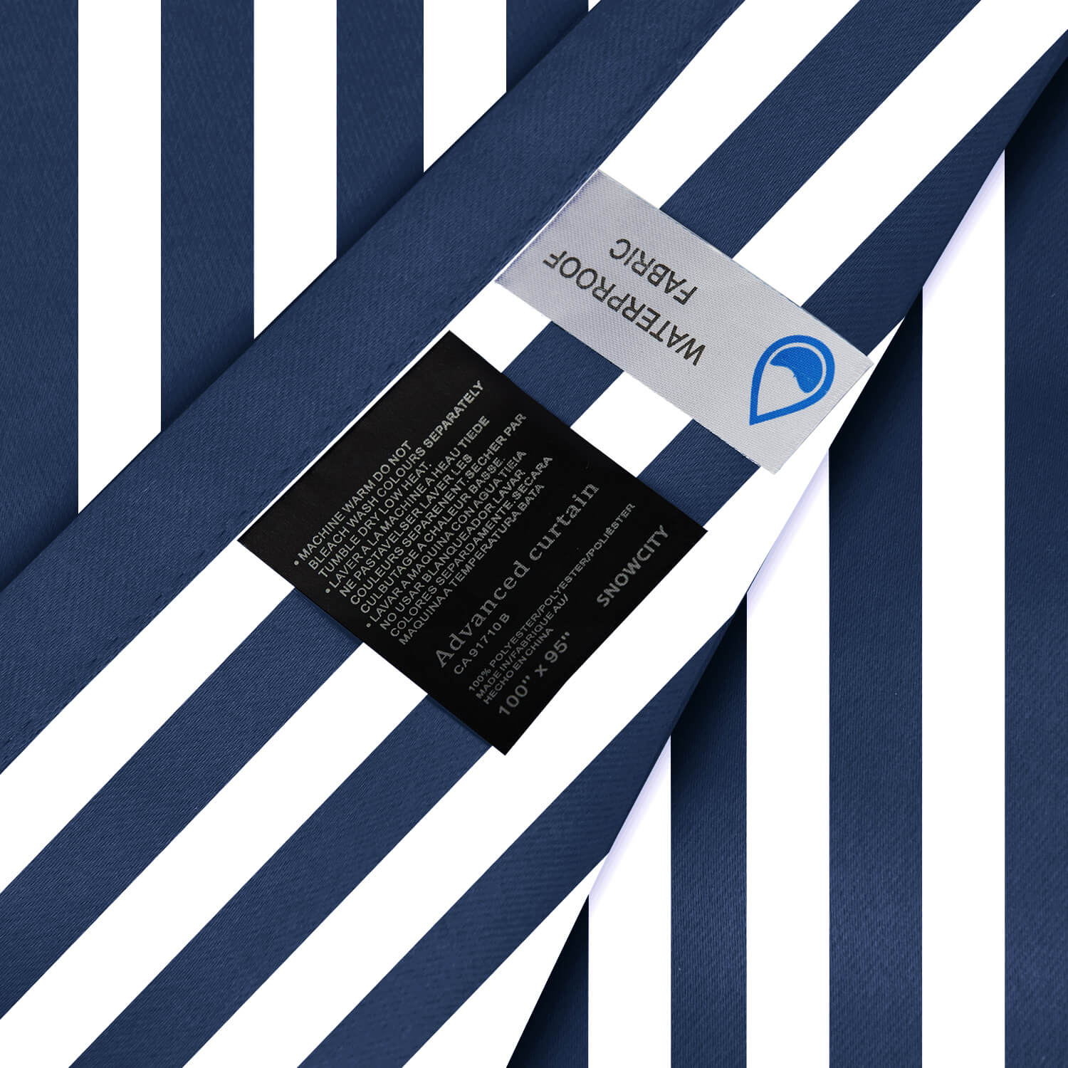 Navy Blue Stripe Curtains/Drapes 1 Panel | Waterproof Curtains Grommet Top & Bottom | Custom Outdoor Curtains