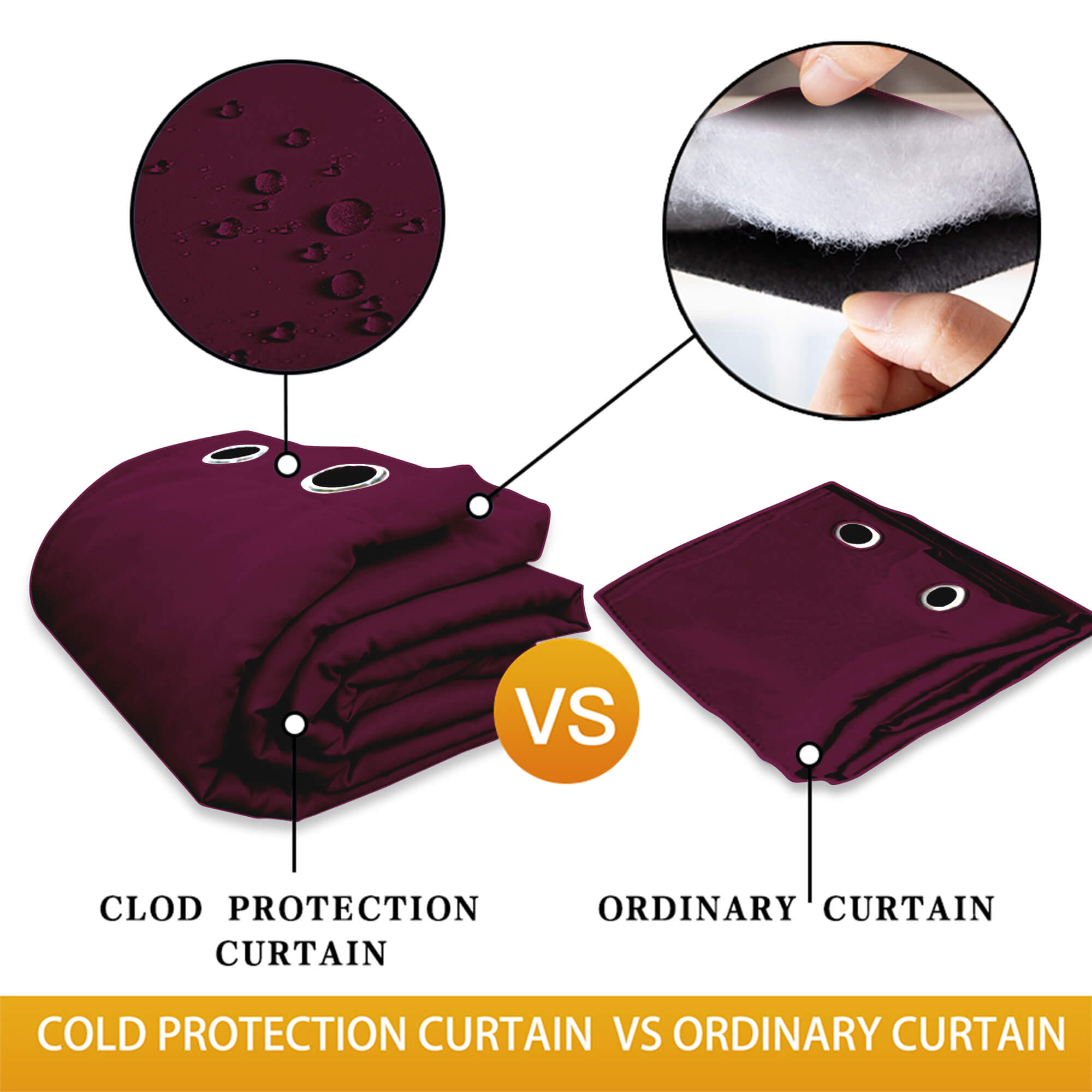 Insulated Outdoor Curtains for Winter - Wine Red