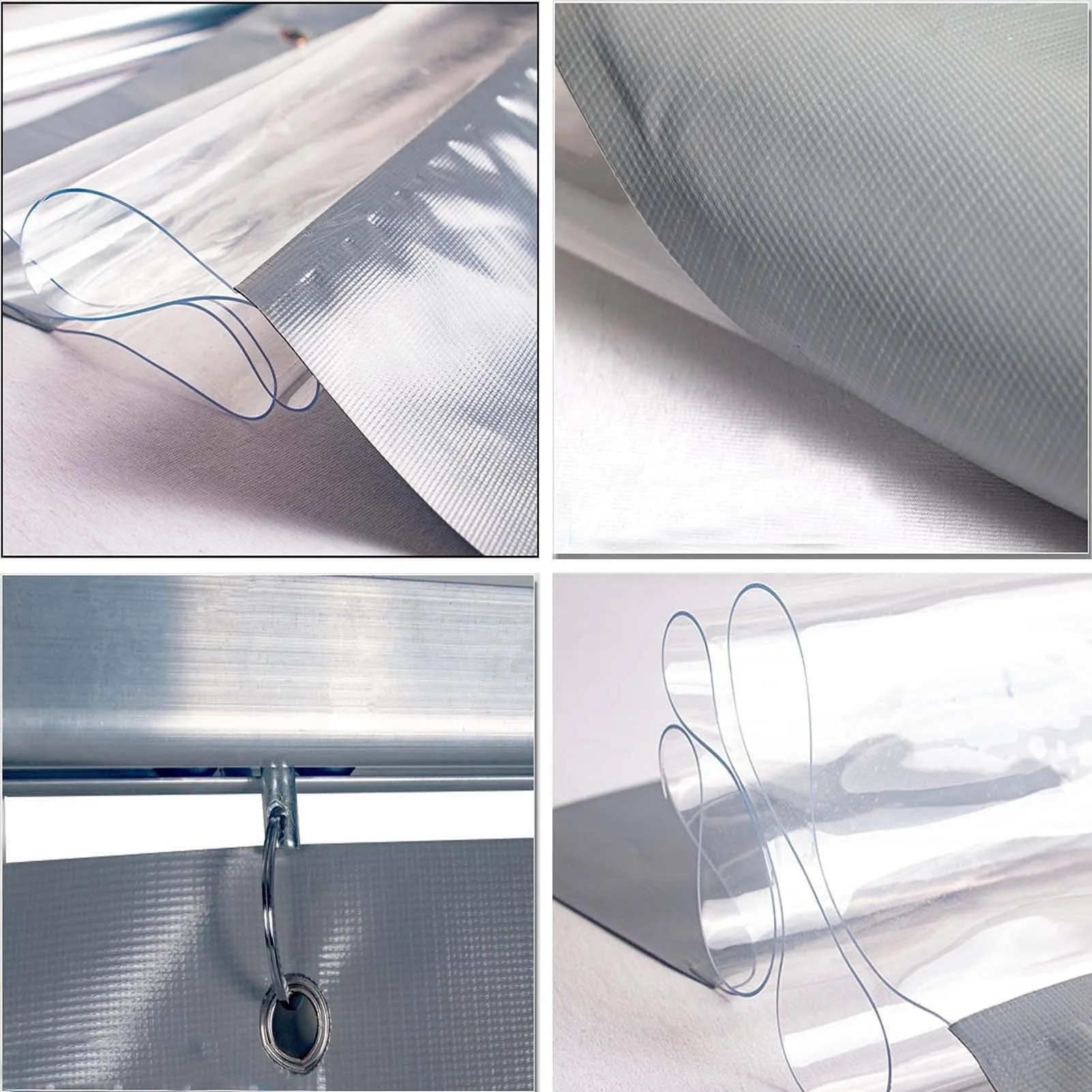 Clear vinyl curtain panel at an outdoor opening