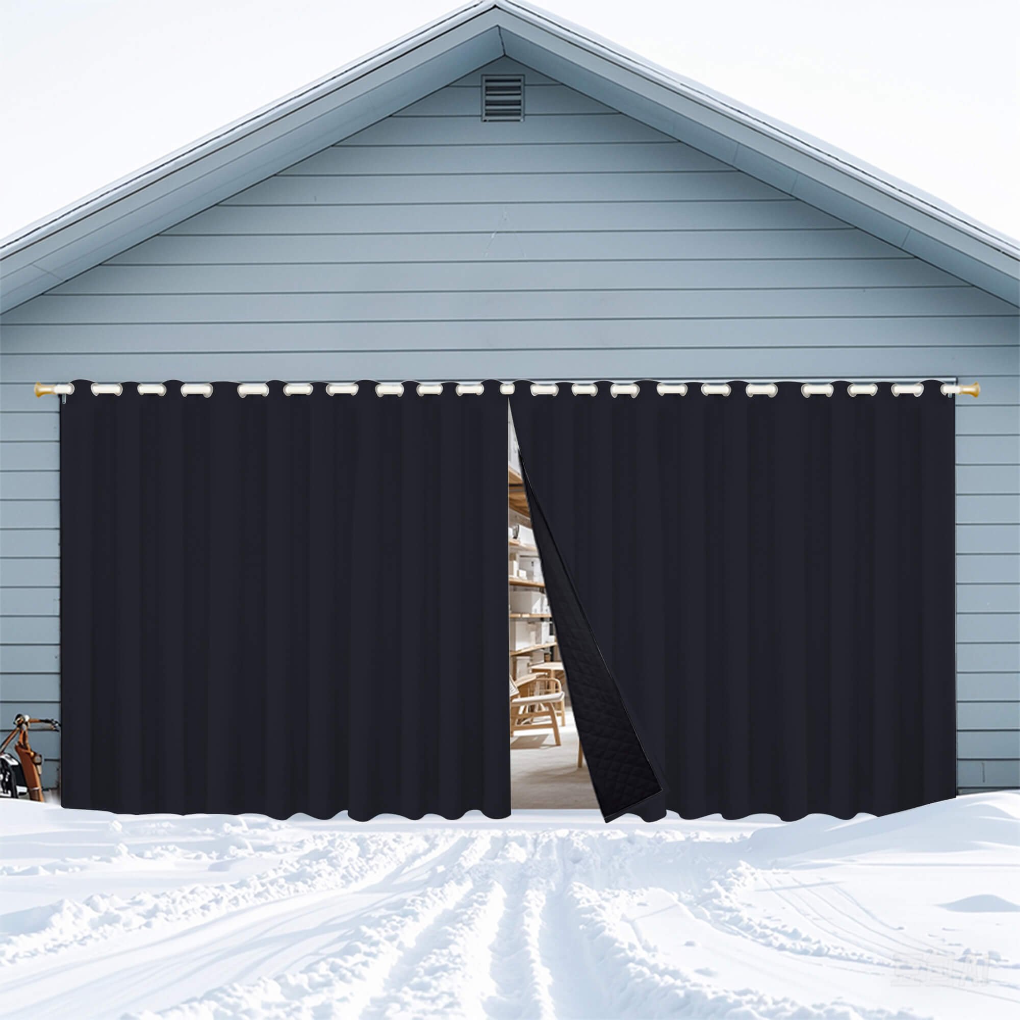 Insulated Outdoor Curtains for Winter - Navy