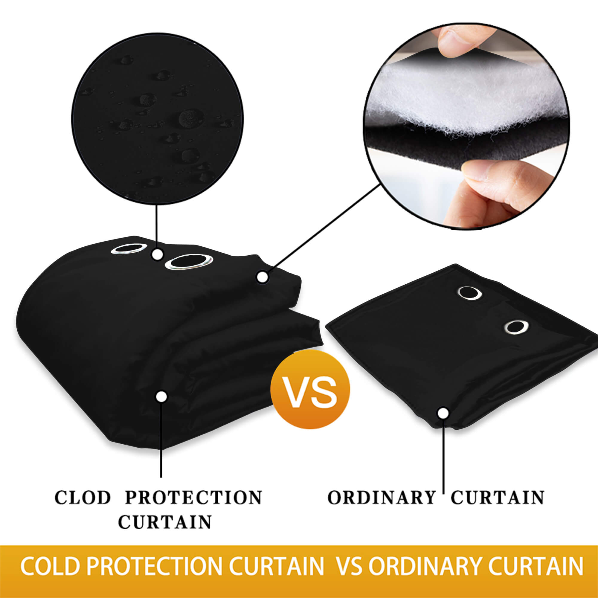 Insulated Outdoor Curtains for Winter - Raven Black