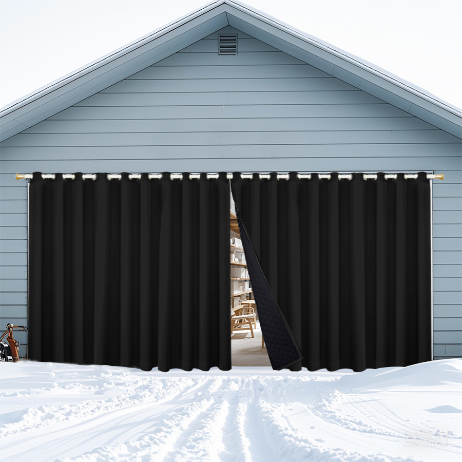 Insulated Outdoor Curtains for Winter - Raven Black