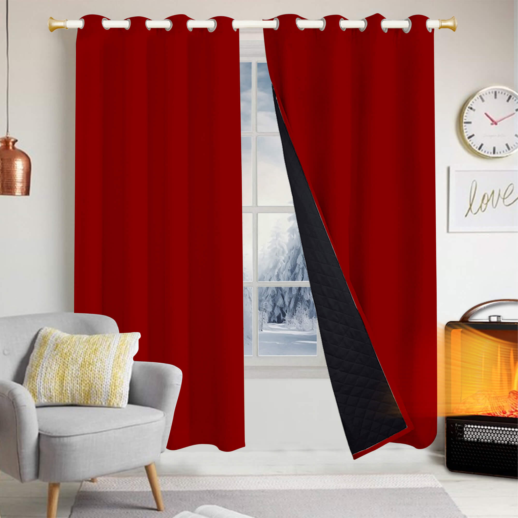 Insulated Outdoor Curtains for Winter - Red