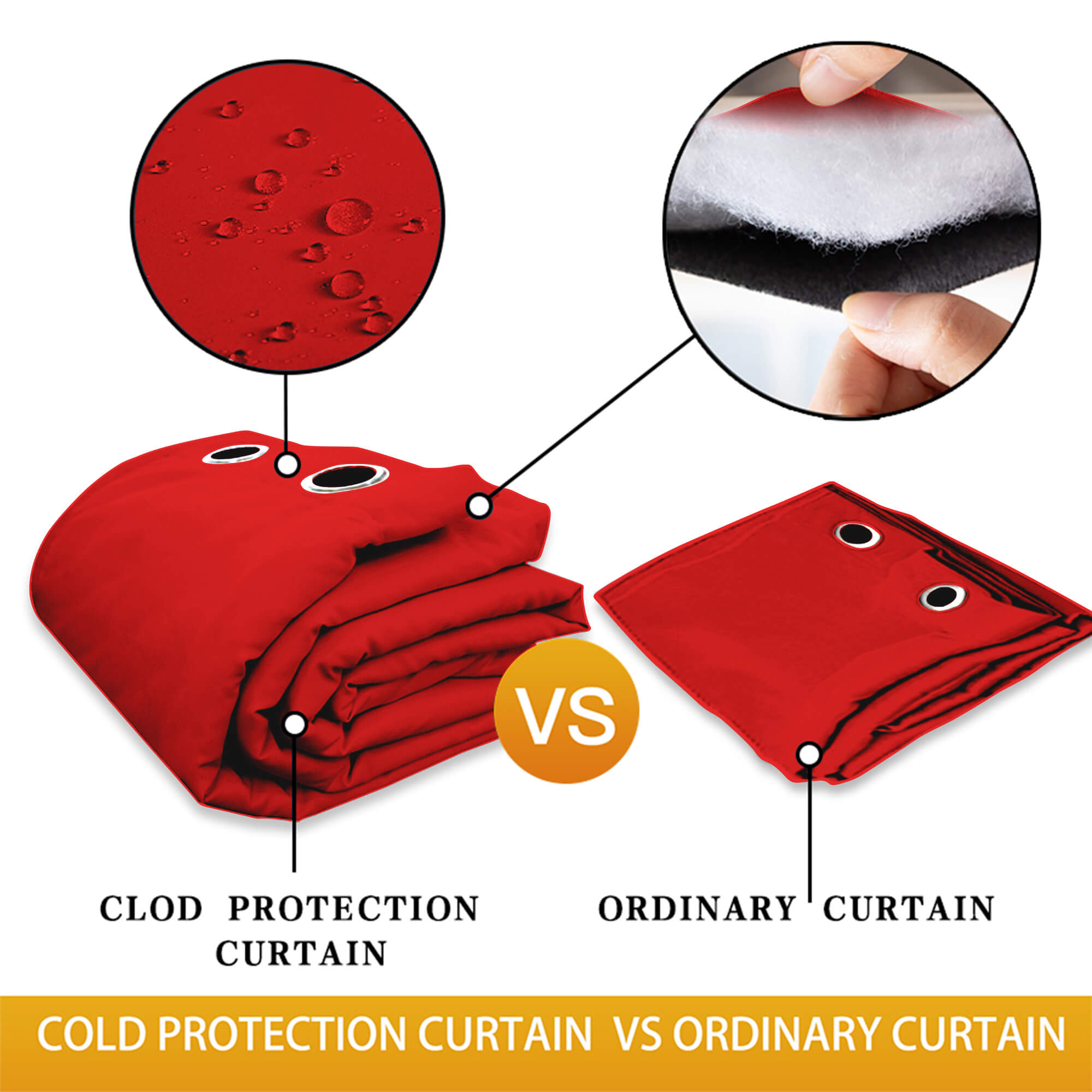 Insulated Outdoor Curtains for Winter - Red