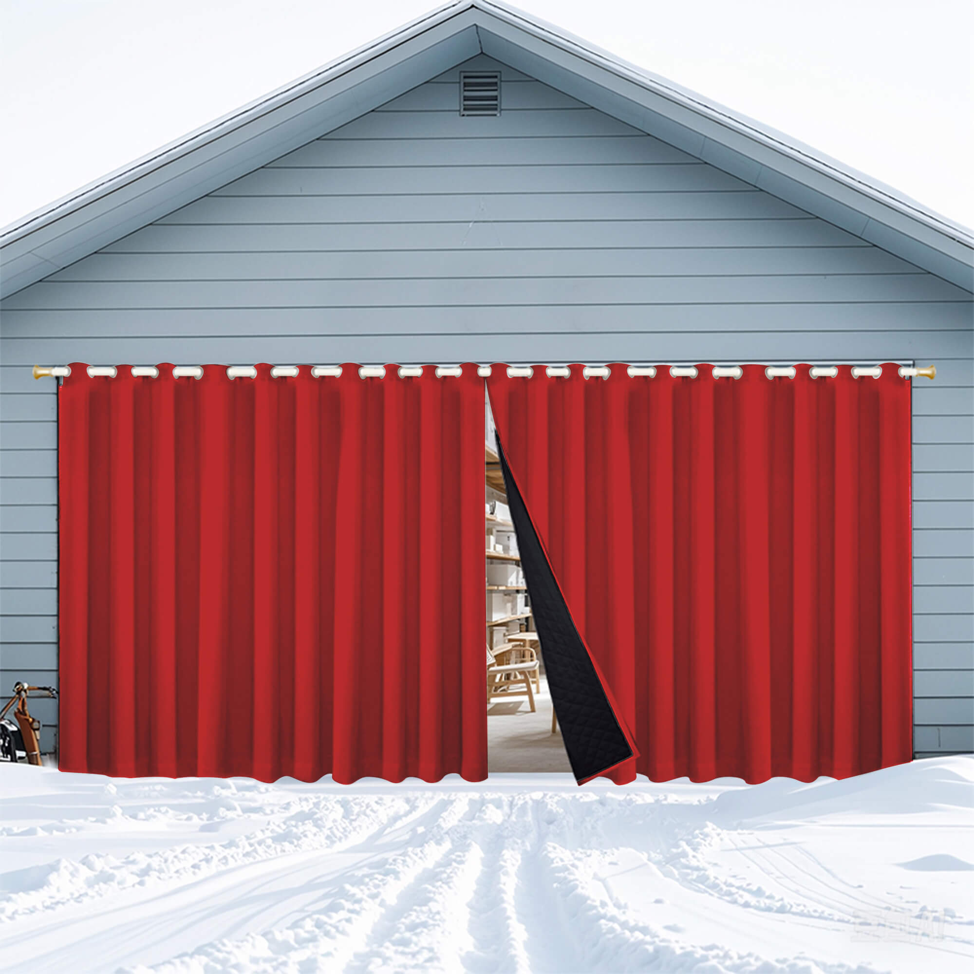 Insulated Outdoor Curtains for Winter - Red