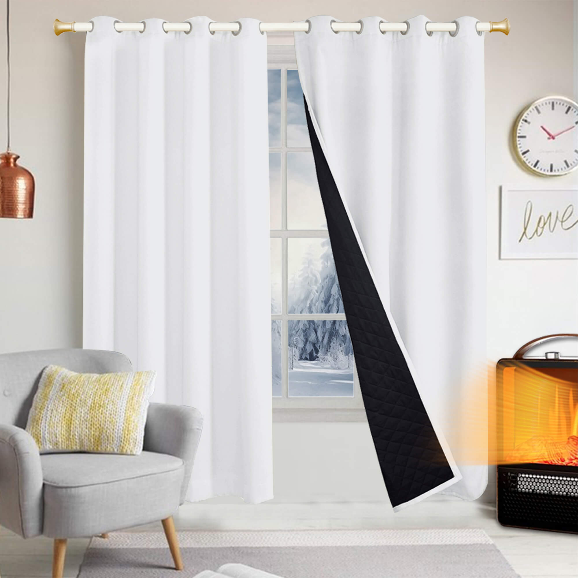 Insulated Outdoor Curtains for Winter - White