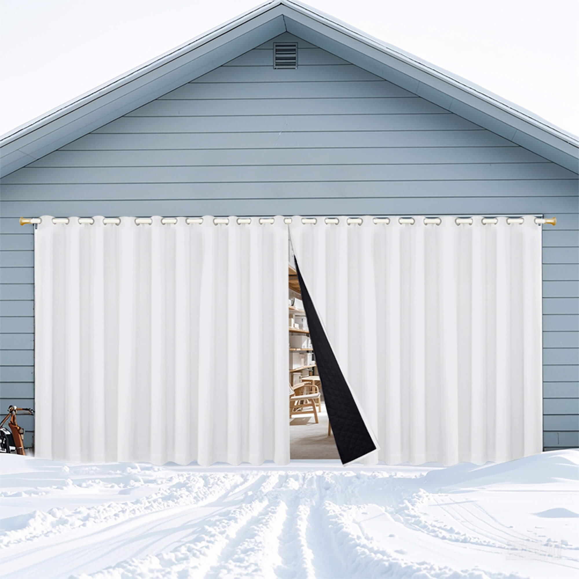 Insulated Outdoor Curtains for Winter - White