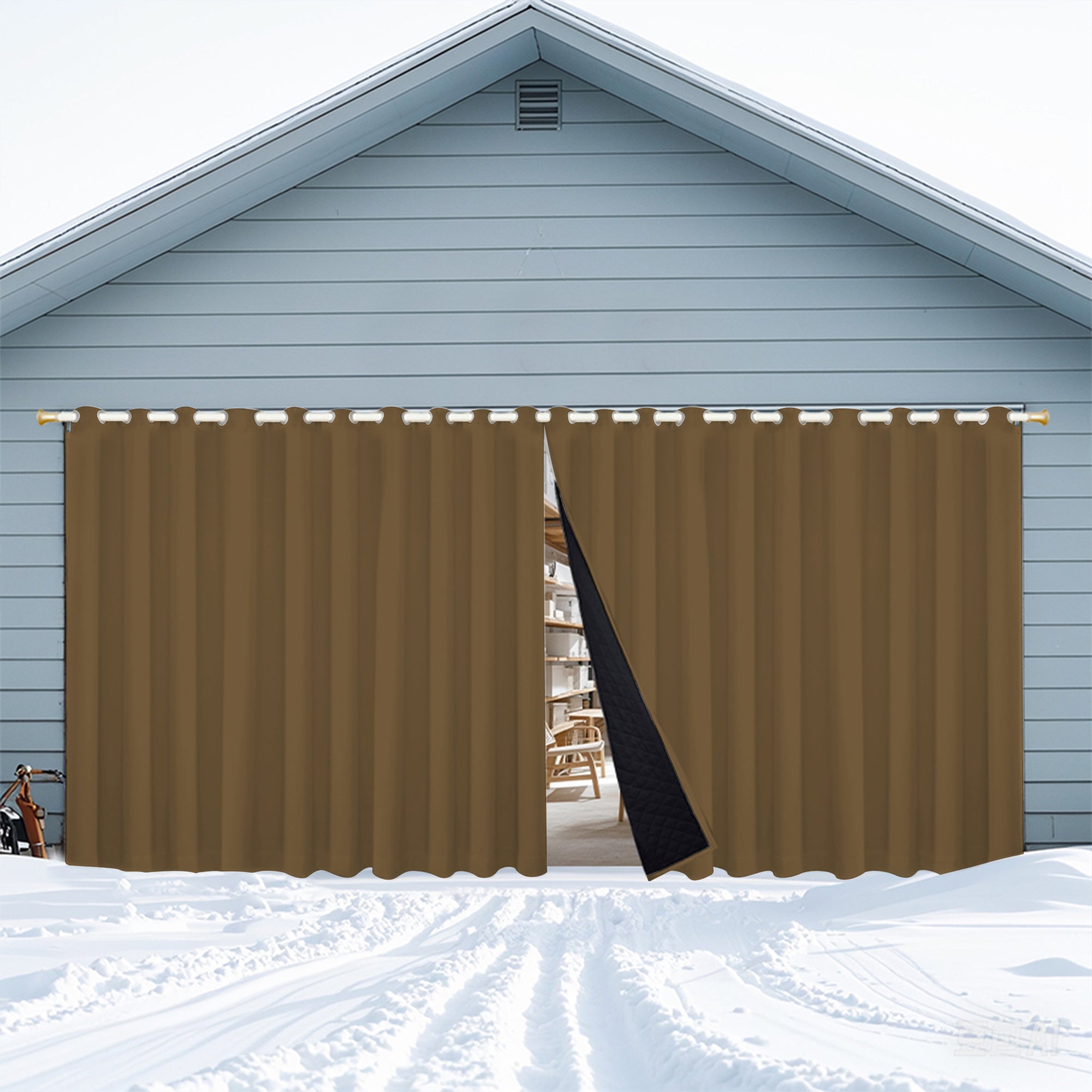 Insulated Outdoor Curtains for Winter - Camel Brown