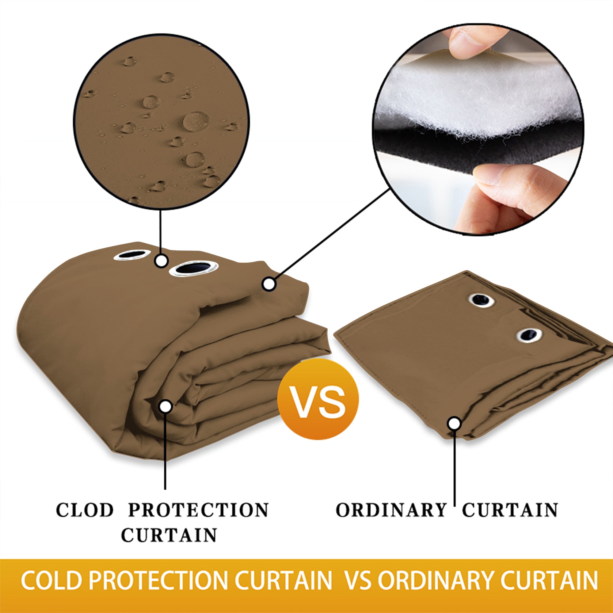 Insulated Outdoor Curtains for Winter - Camel Brown