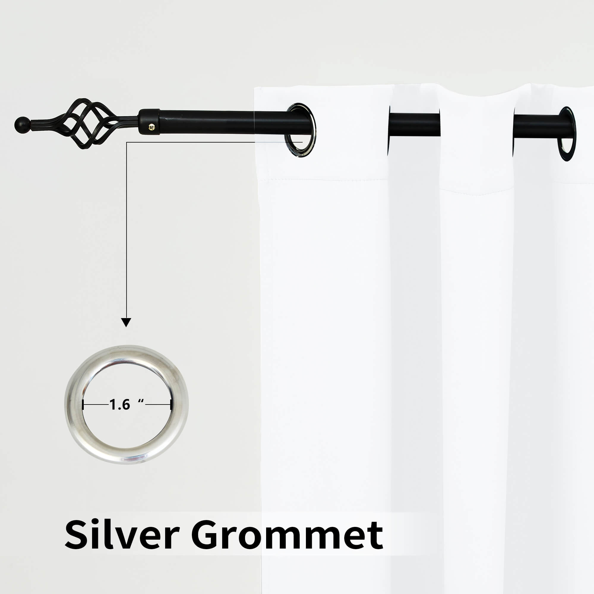 SNOWCITY Blackout Curtains Pure White - Grommet Top