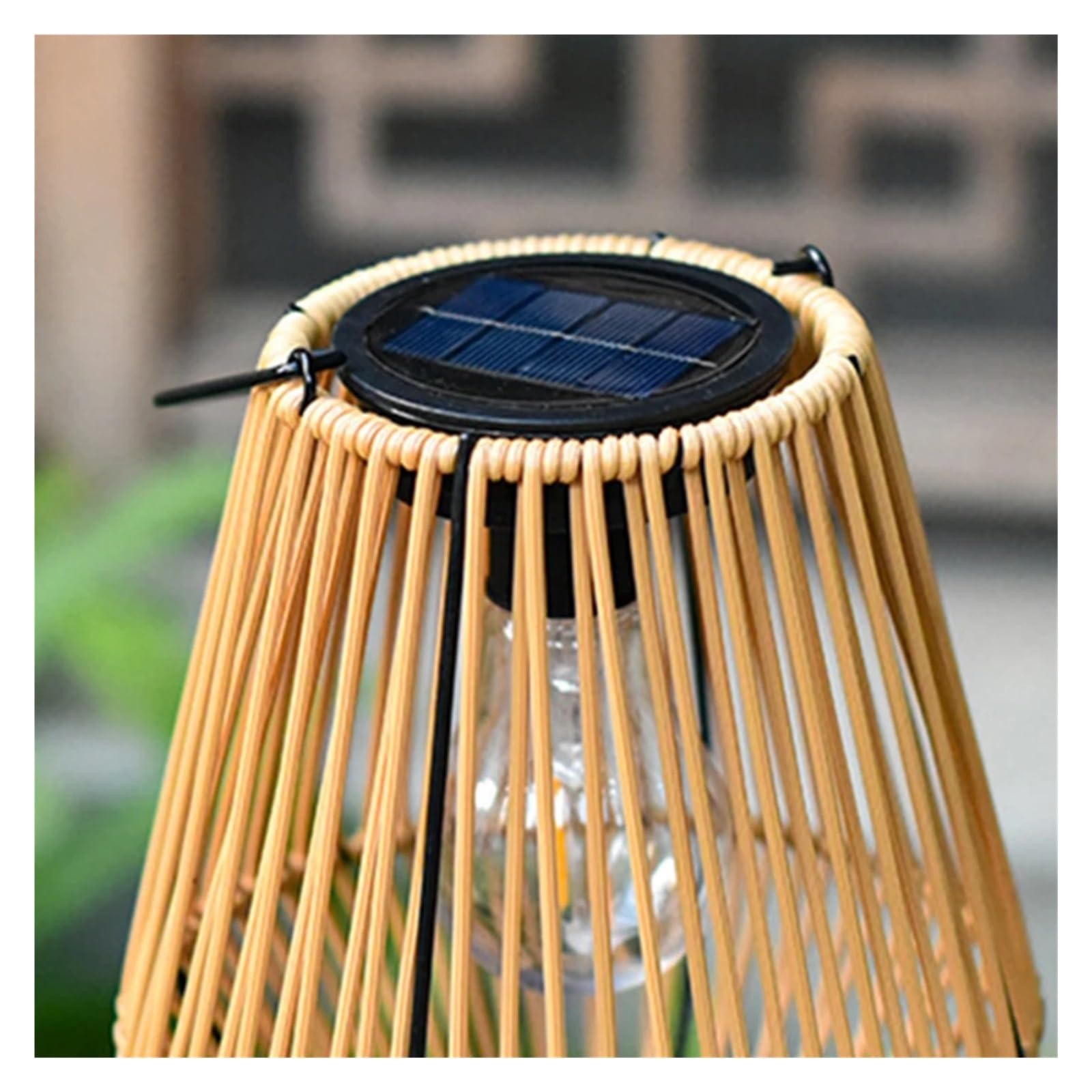 SNOWCITY Bamboo Rattan Solar Lantern