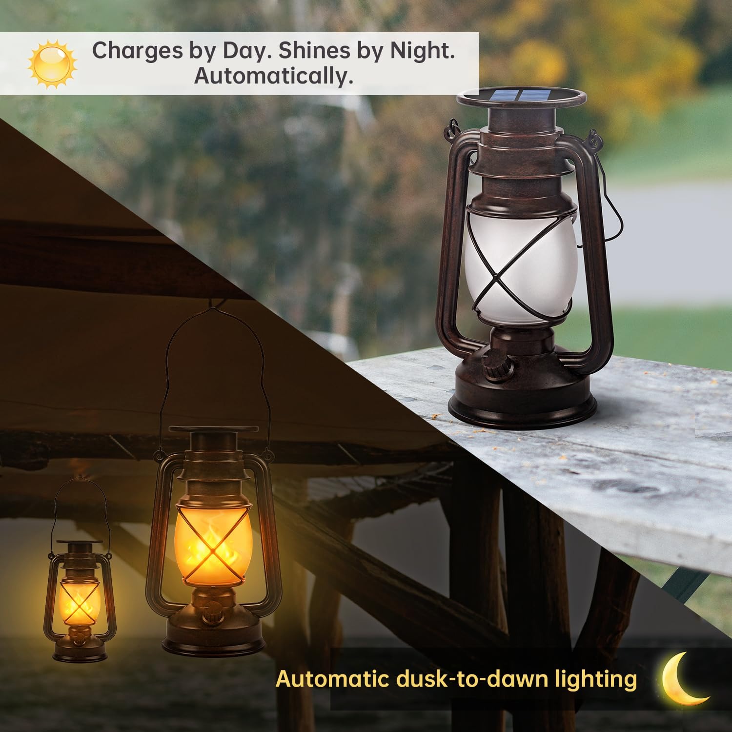 SNOWCITY Outdoor Hanging Solar Lantern 2 Pack - American Retro