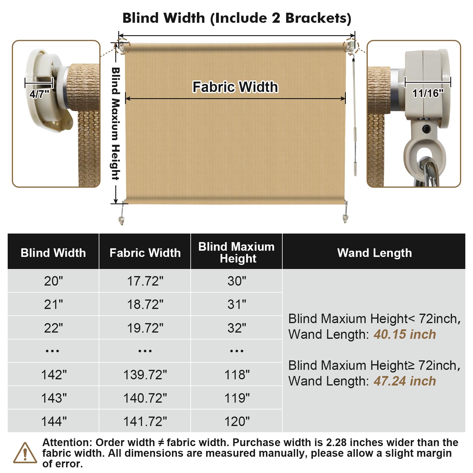 SNOWCITY Outdoor Roller Shades for Patio Doors