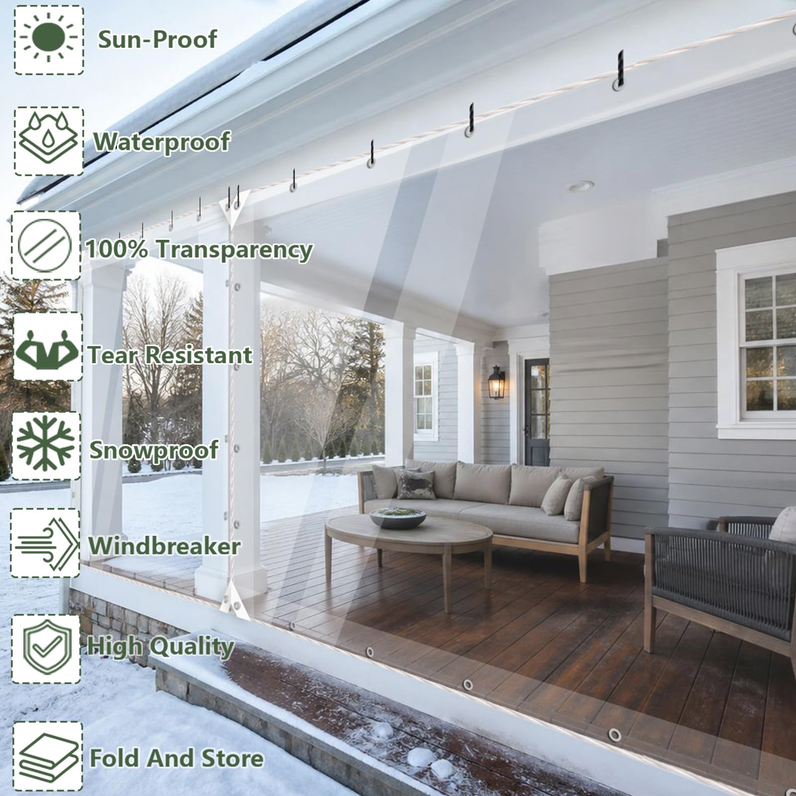 Clear Tarp with Grommets Heavy Duty Waterproof
