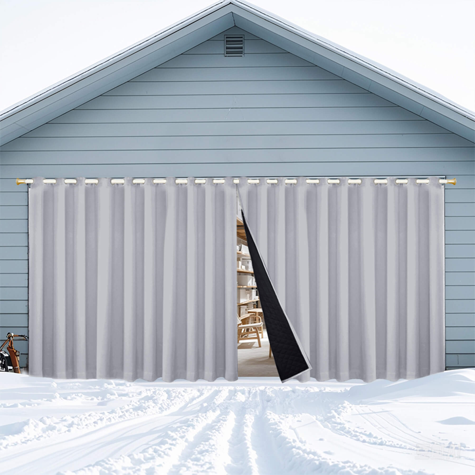 Insulated Outdoor Curtains for Winter - Silver Gray