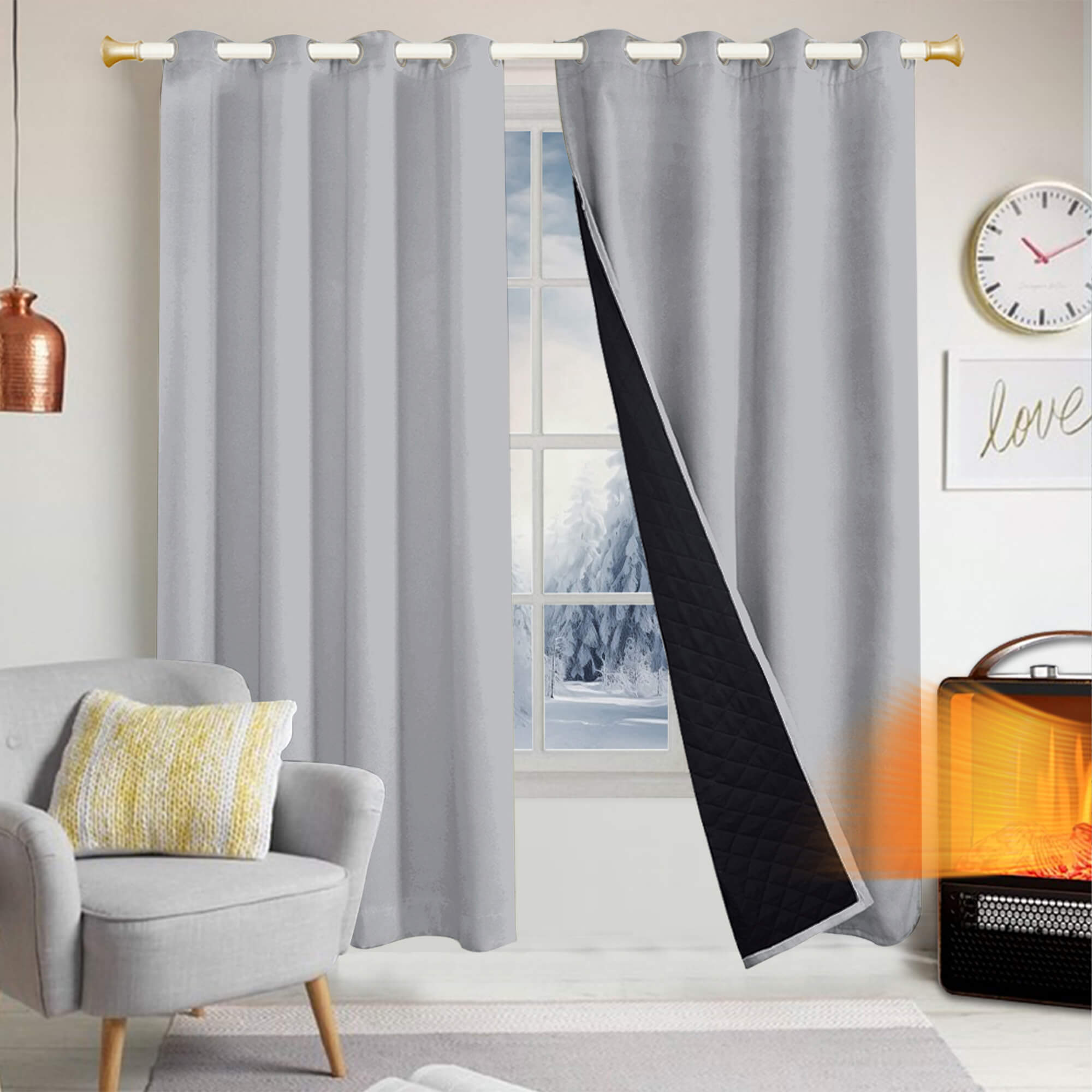 Insulated Outdoor Curtains for Winter - Silver Gray