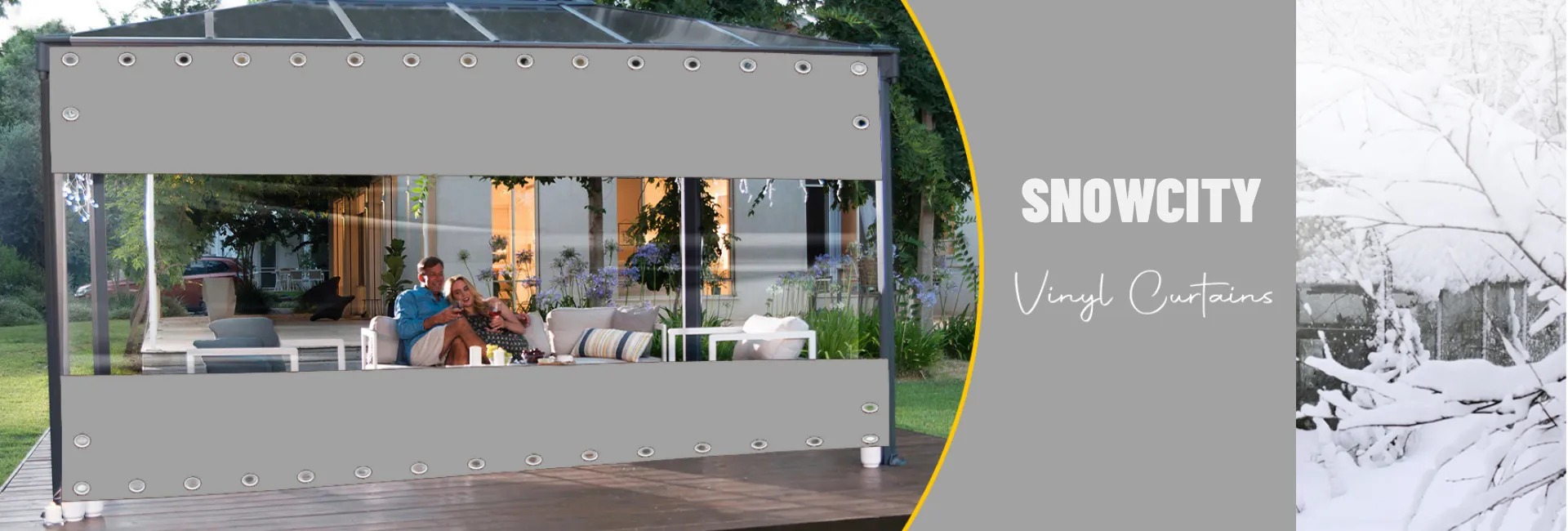 Clear vinyl curtain with grommets for careful hardware planning